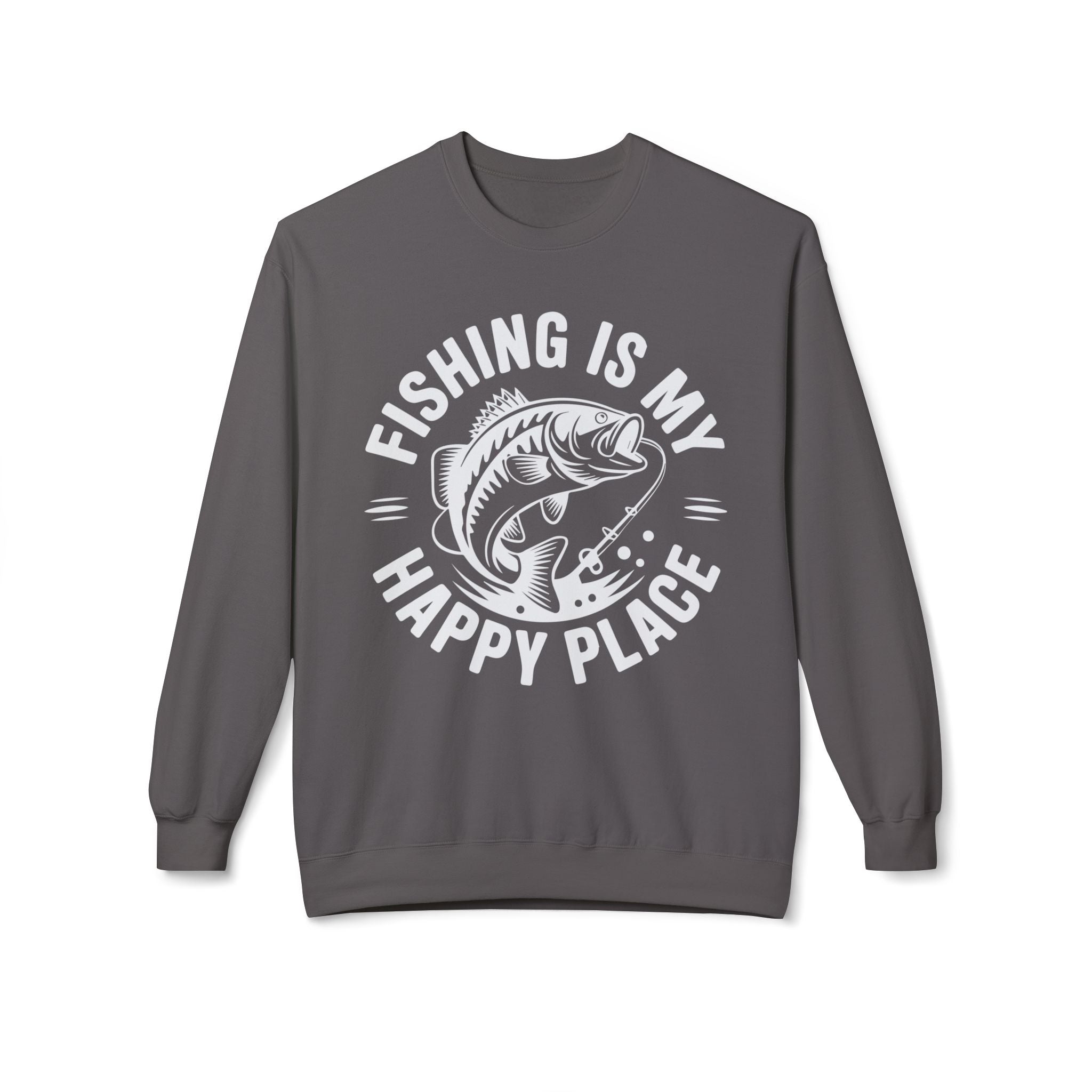 Fishing Is My Happy Place Midweight Softstyle Fleece Crewneck Sweatshirt