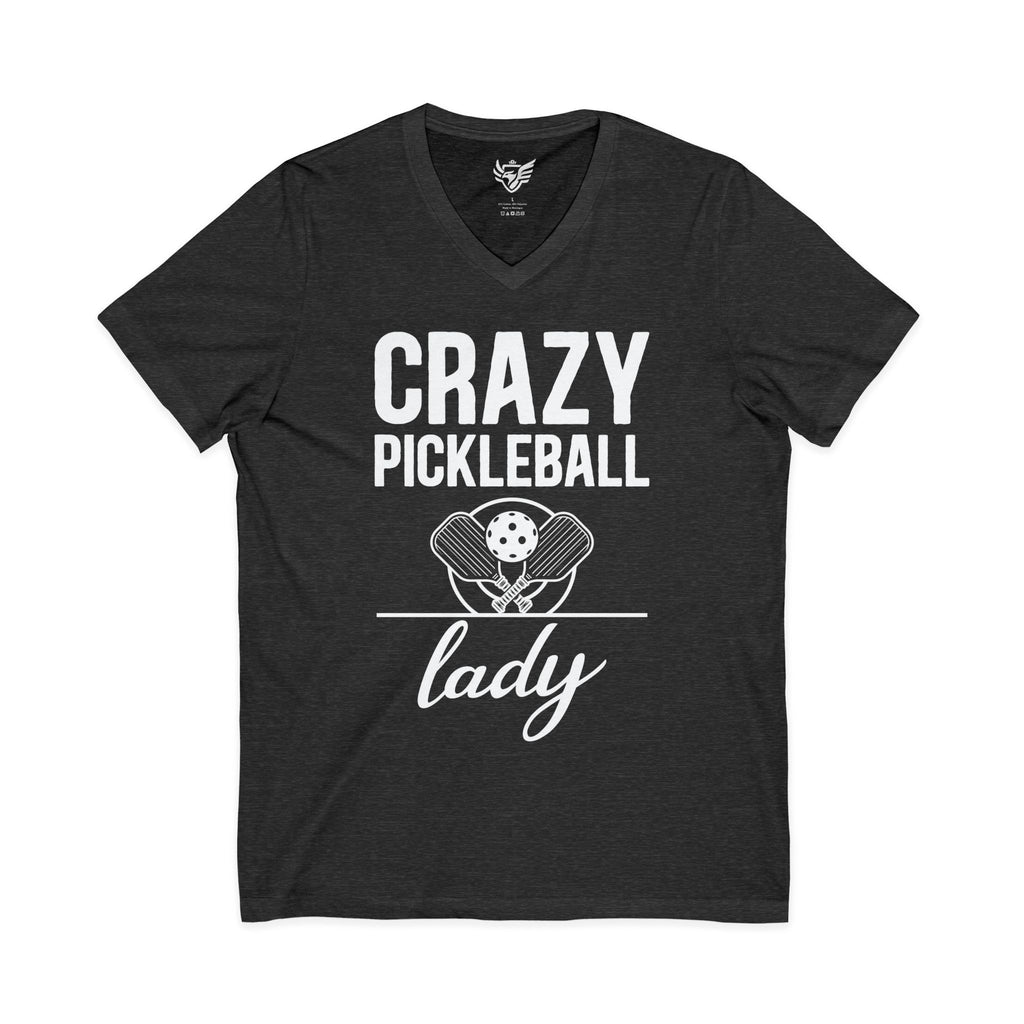 Crazy Pickleball Lady Jersey Short Sleeve V-Neck Tee