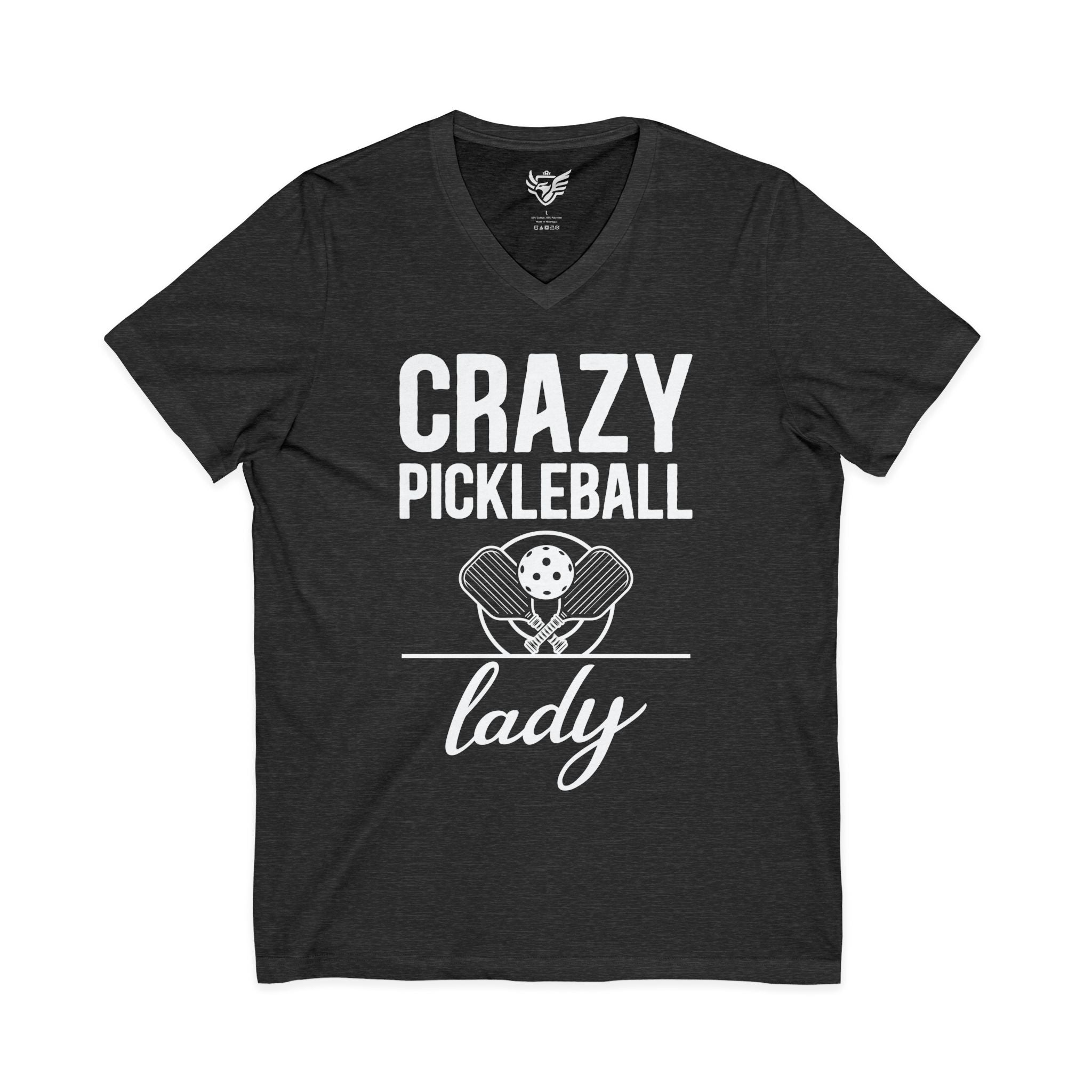 Crazy Pickleball Lady Jersey Short Sleeve V-Neck Tee