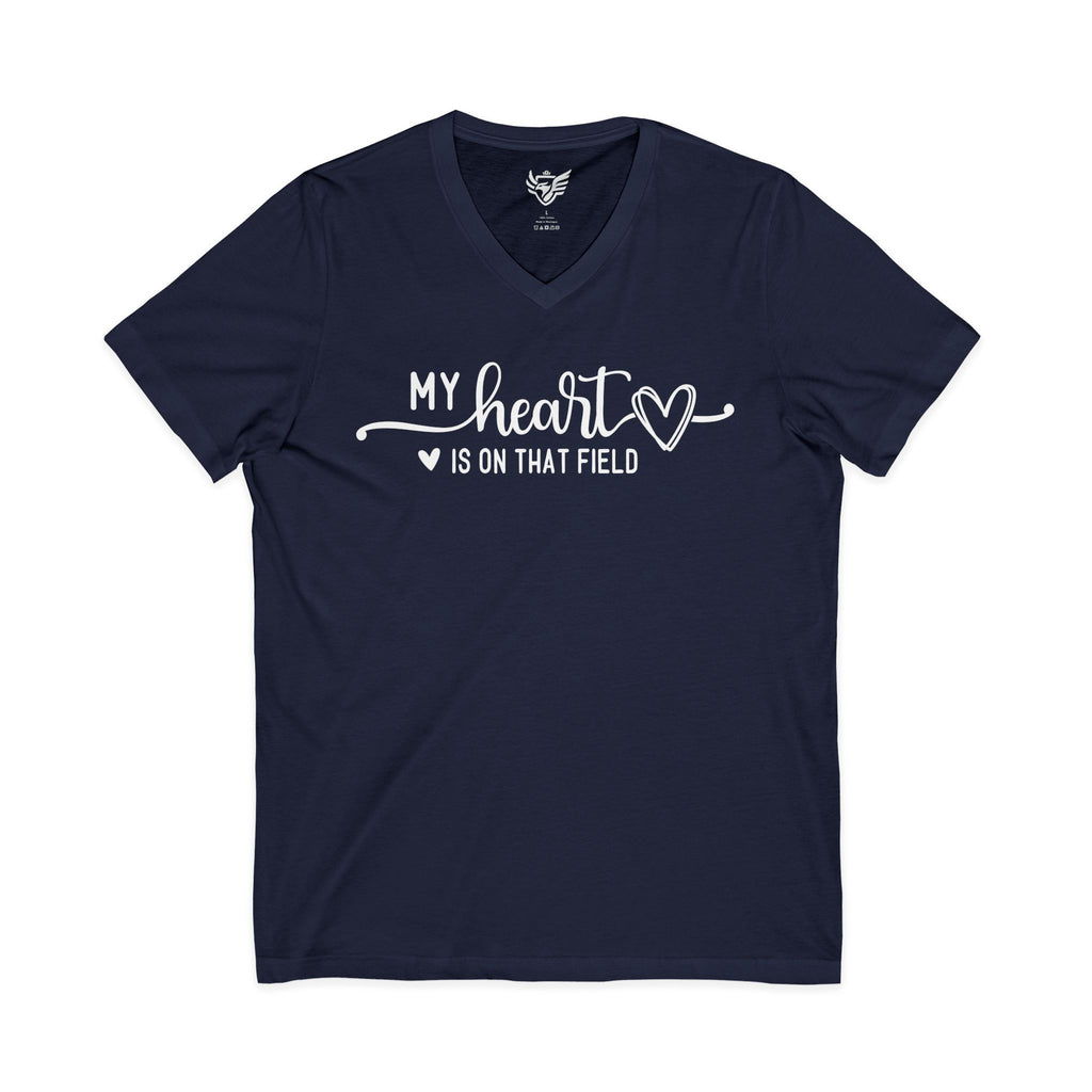 My Heart is on that Field Jersey Short Sleeve V-Neck Tee