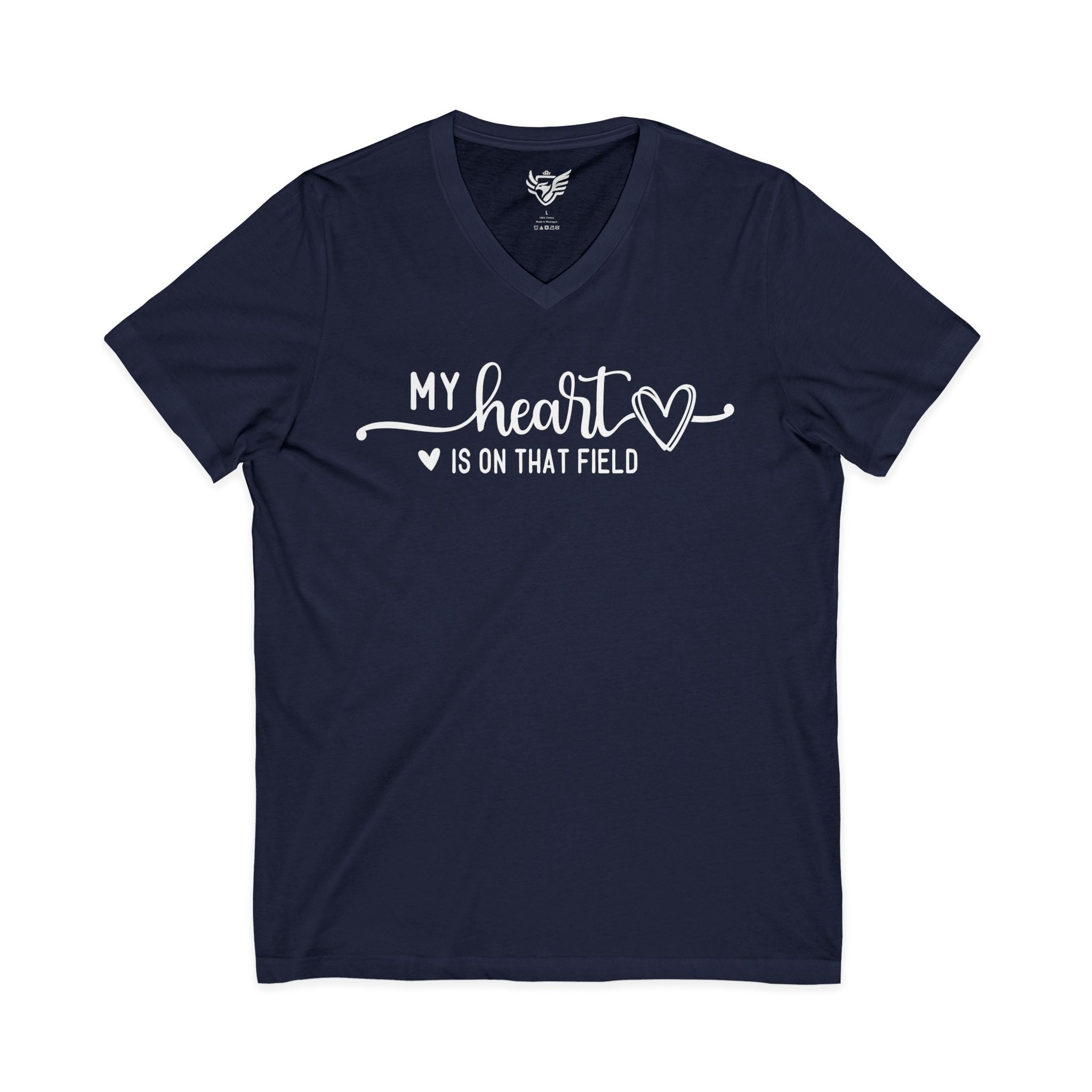 My Heart is on that Field Jersey Short Sleeve V-Neck Tee