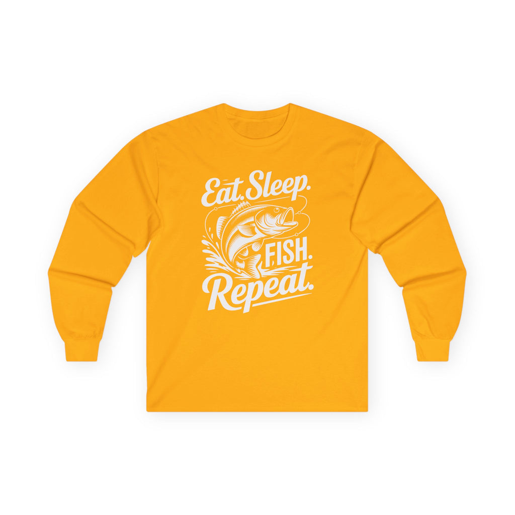 Eat Sleep Fish Repeat Cotton Long Sleeve Tee