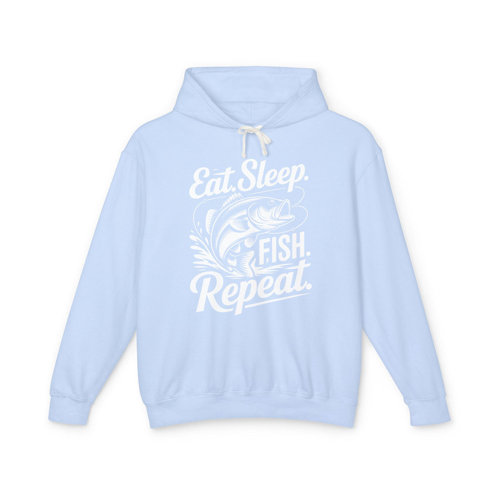 Eat Sleep Fish Repeat Lightweight Hooded Sweatshirt
