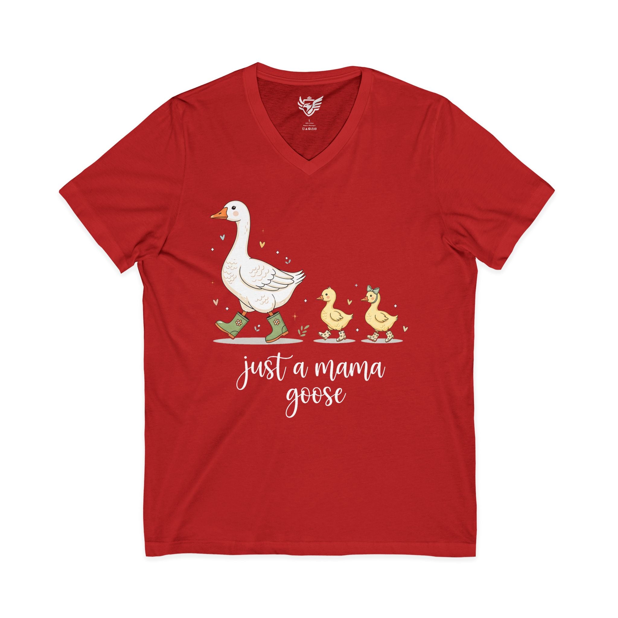 Just A Momma Goose Jersey Short Sleeve V-Neck Tee