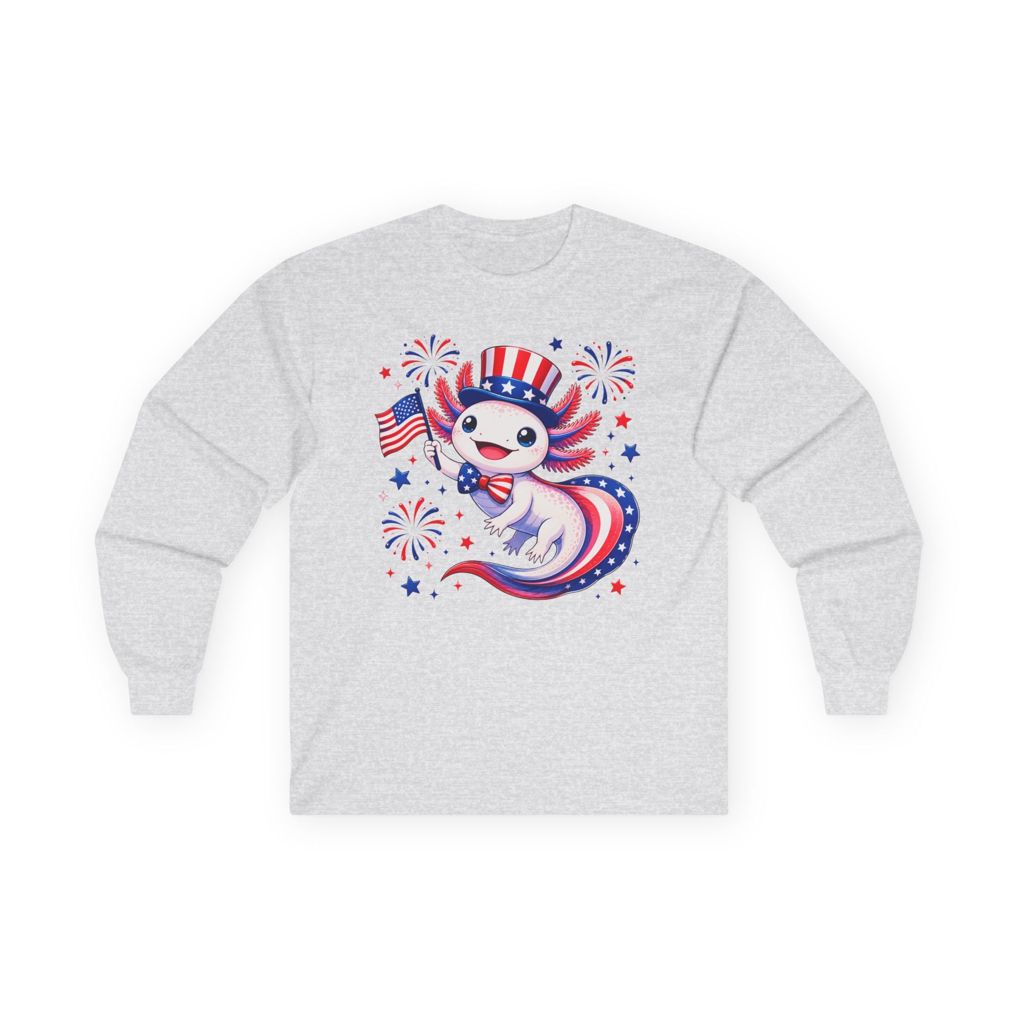 Patriotic Axolotl Cotton Long Sleeve Tee