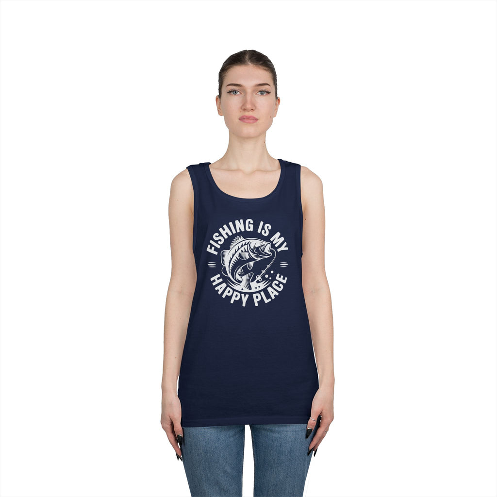 Fishing Is My Happy Place Heavy Cotton Tank Top