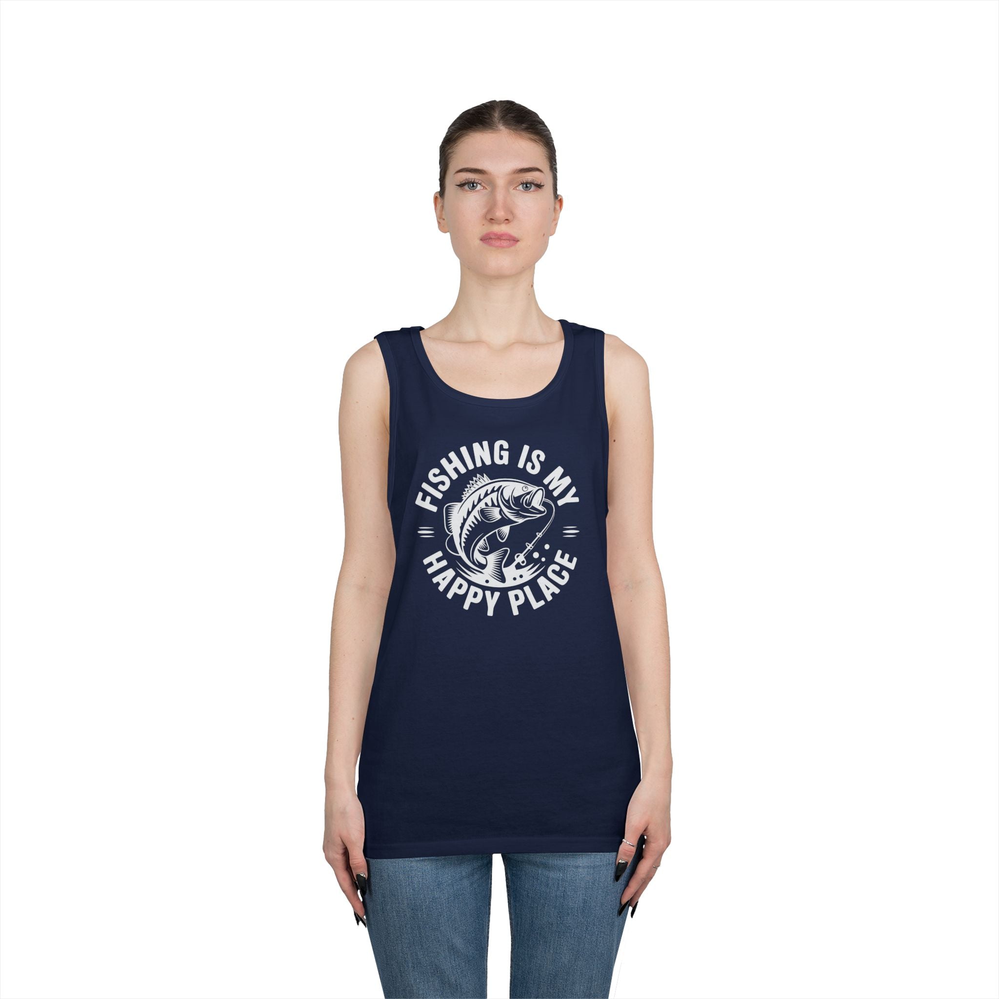 Fishing Is My Happy Place Heavy Cotton Tank Top