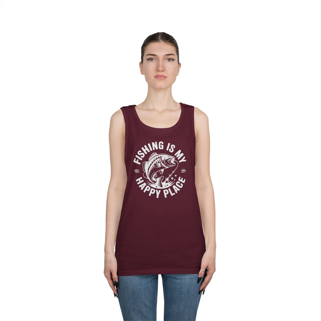 Fishing Is My Happy Place Heavy Cotton Tank Top