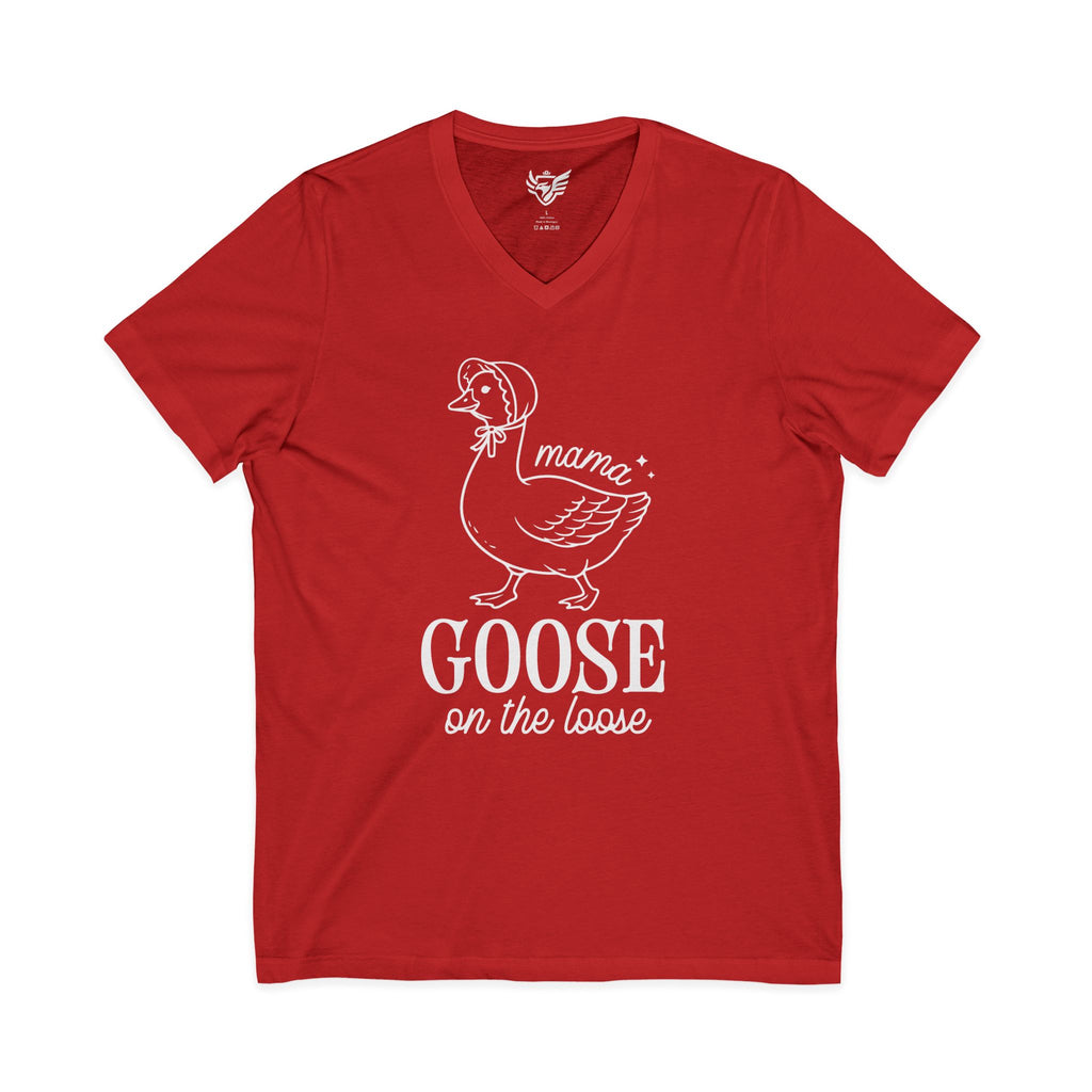 Mama Goose on the Loose Jersey Short Sleeve V-Neck Tee