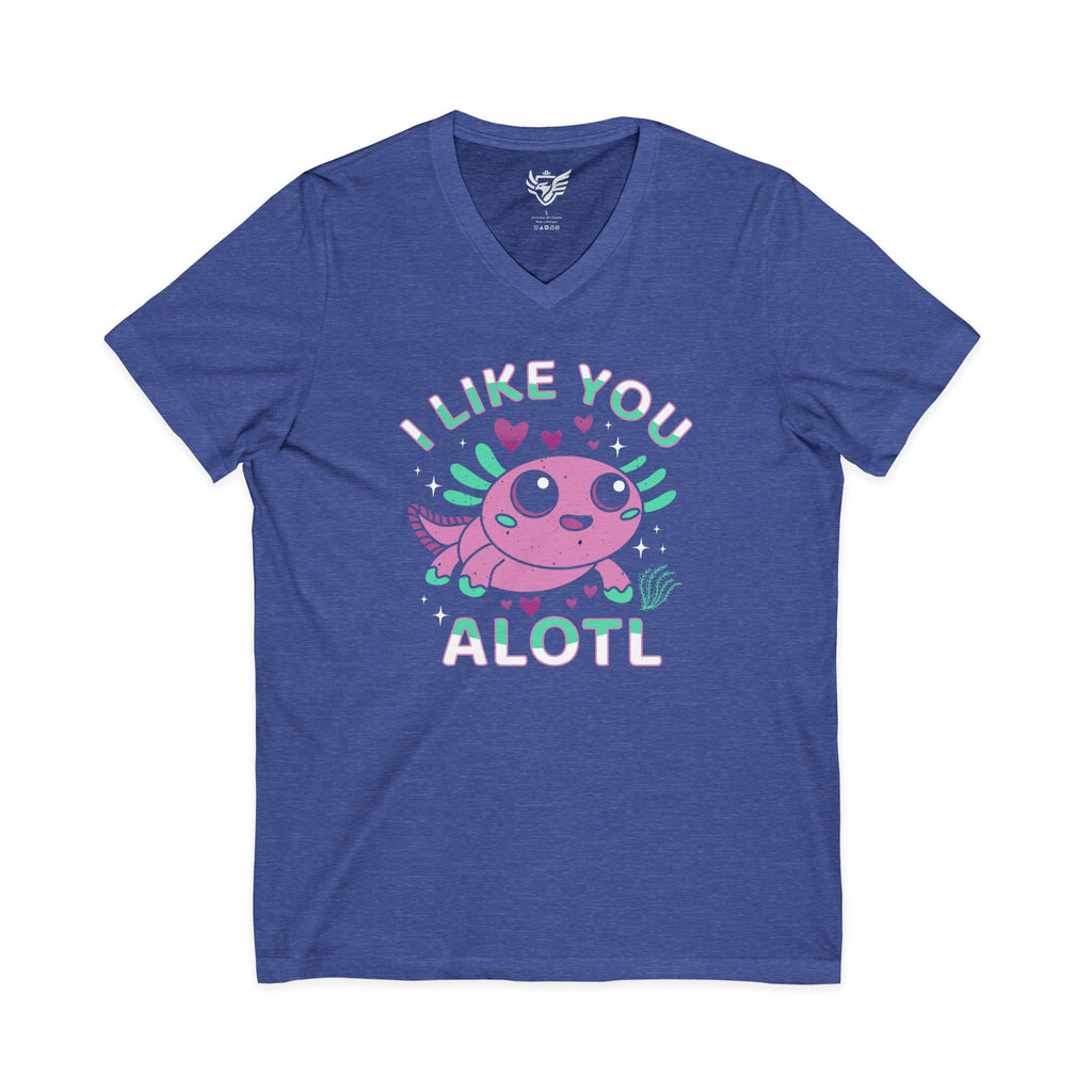 I Like You Alotl Jersey Short Sleeve V-Neck Tee