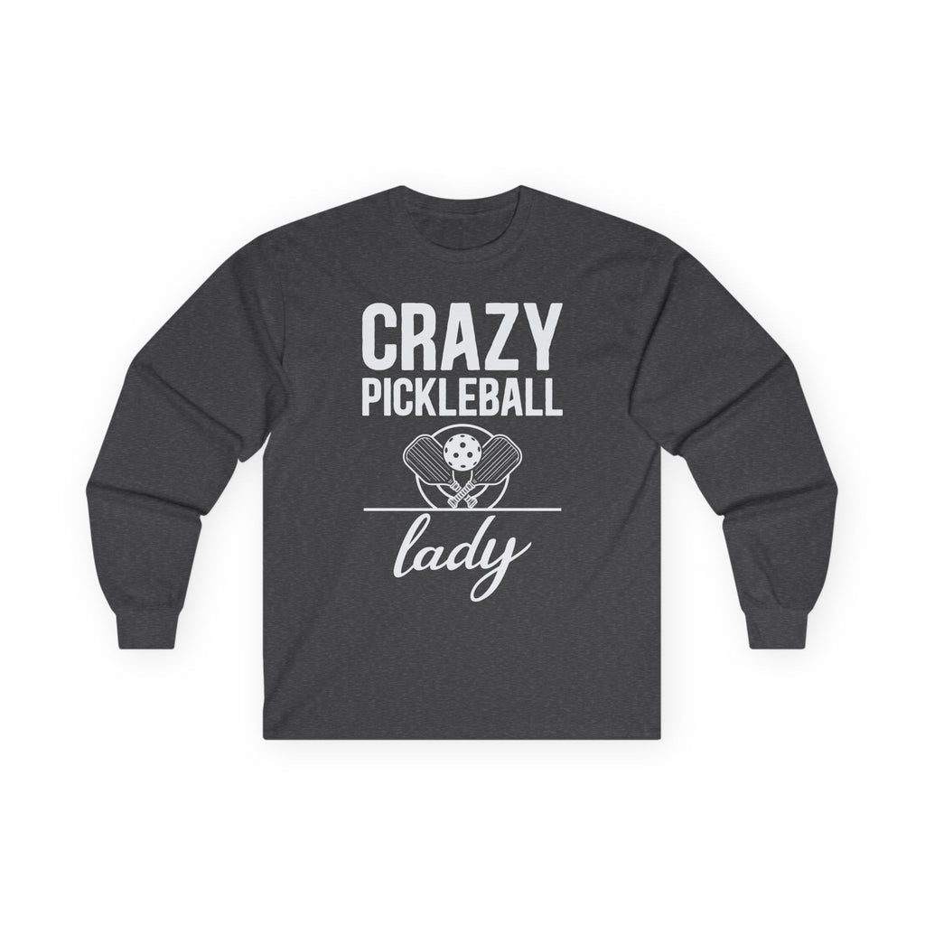 Crazy Pickleball Lady Cotton Long Sleeve Tee