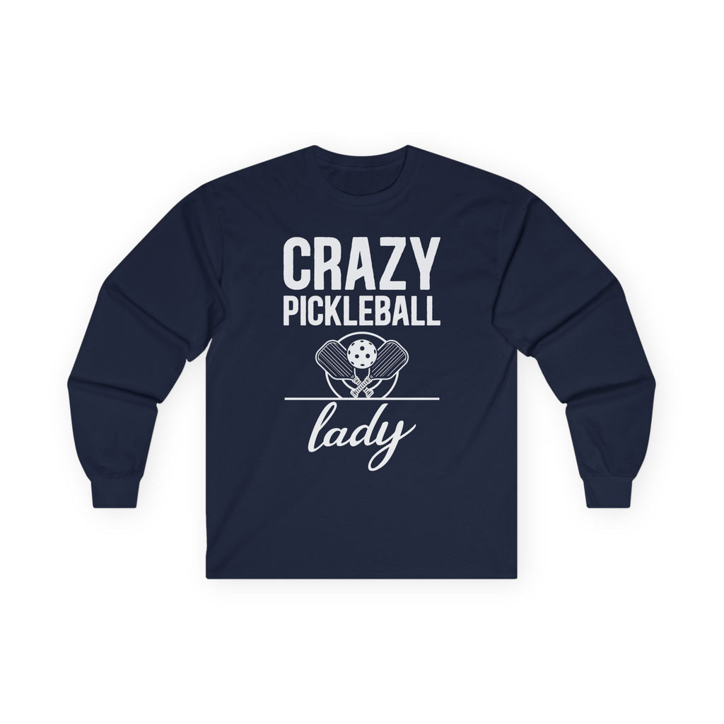 Crazy Pickleball Lady Cotton Long Sleeve Tee