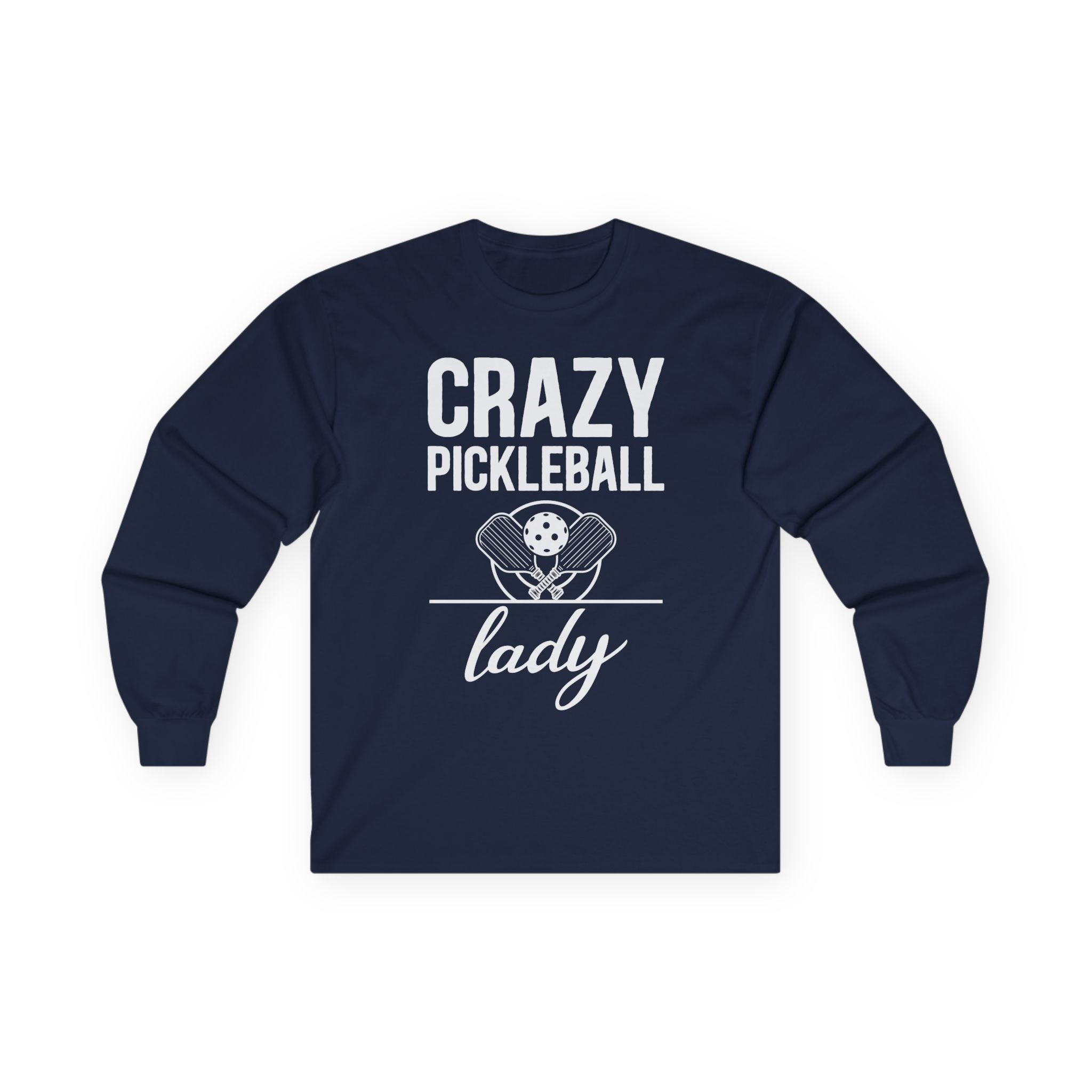 Crazy Pickleball Lady Cotton Long Sleeve Tee