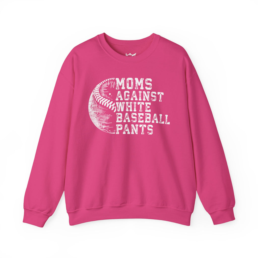 Mom's Against White Baseball Pants Heavy Blend™ Crewneck Sweatshirt