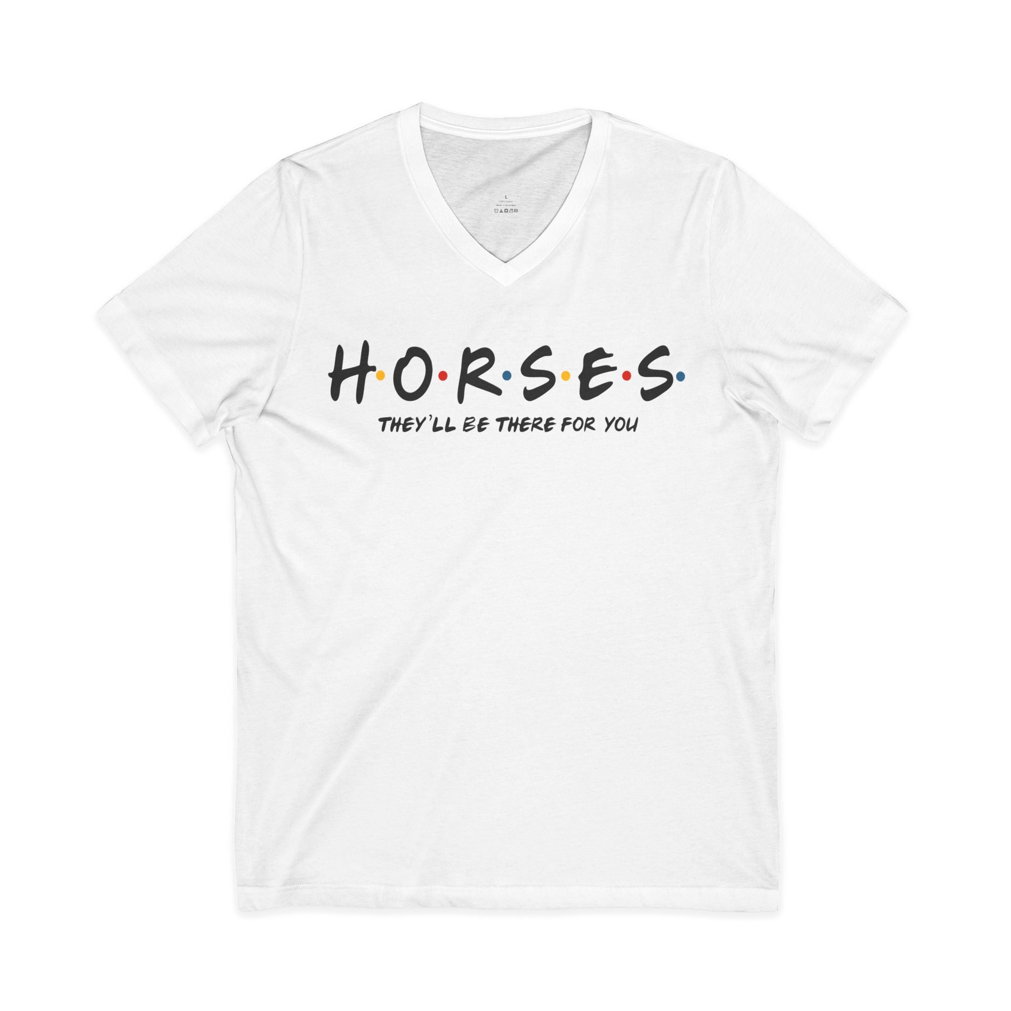 Horses, Friends Theme Jersey Short Sleeve V-Neck Tee