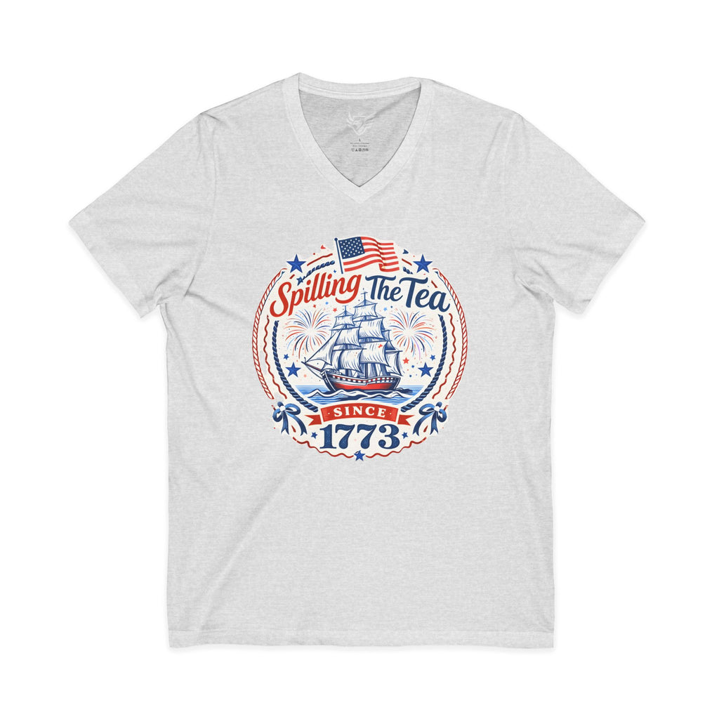 Spilling The Tea Jersey Short Sleeve V-Neck Tee