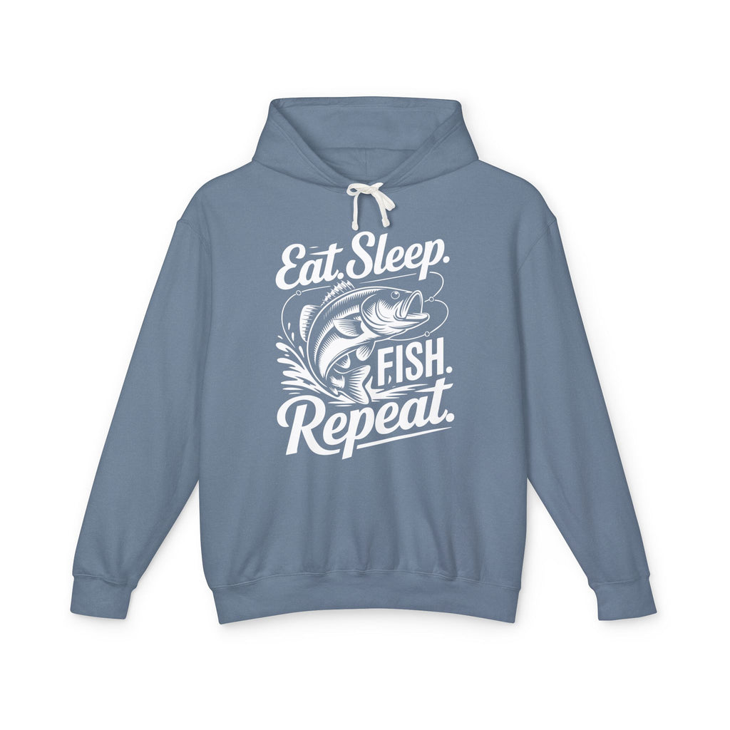 Eat Sleep Fish Repeat Lightweight Hooded Sweatshirt