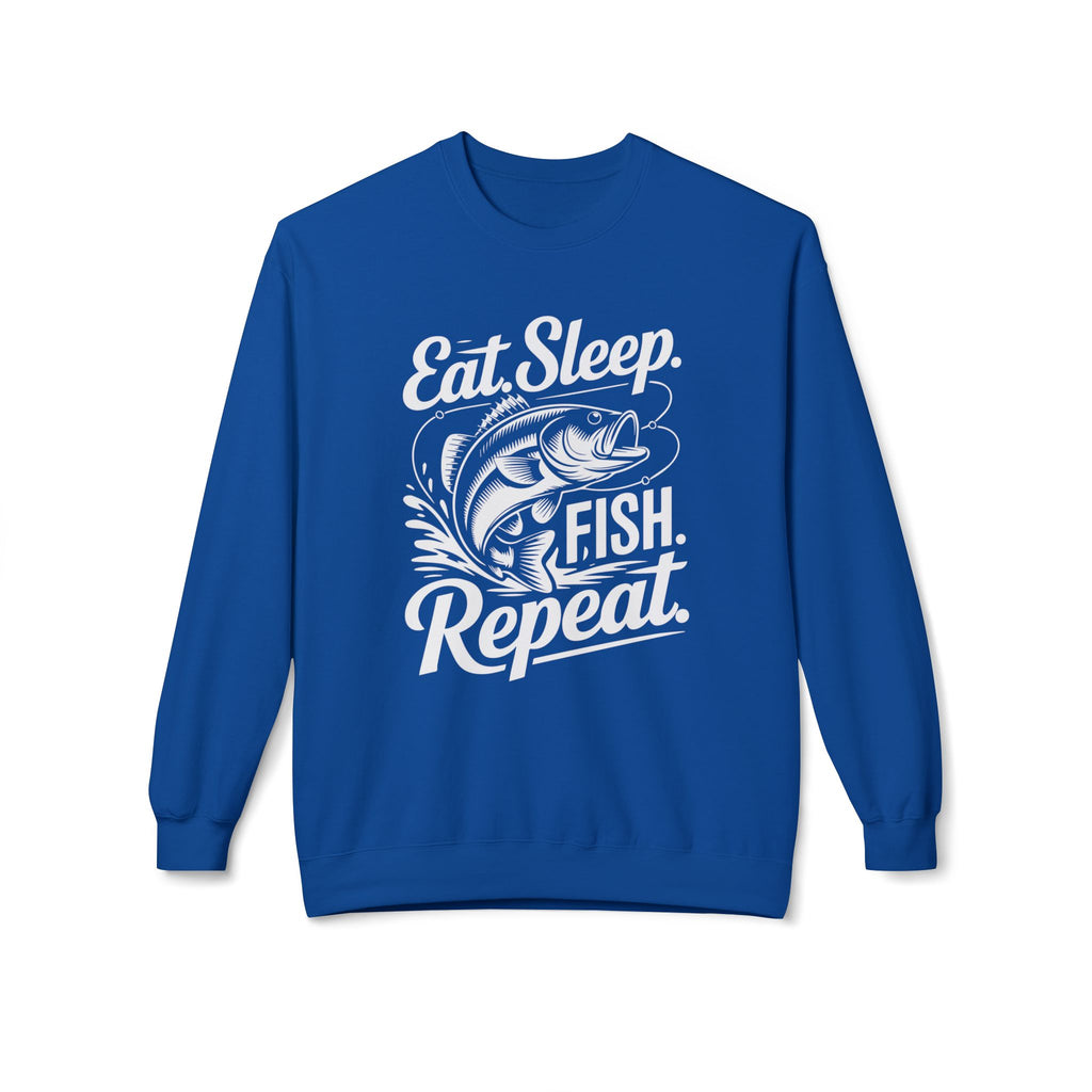 Eat Sleep Fish Repeat Midweight Softstyle Fleece Crewneck Sweatshirt