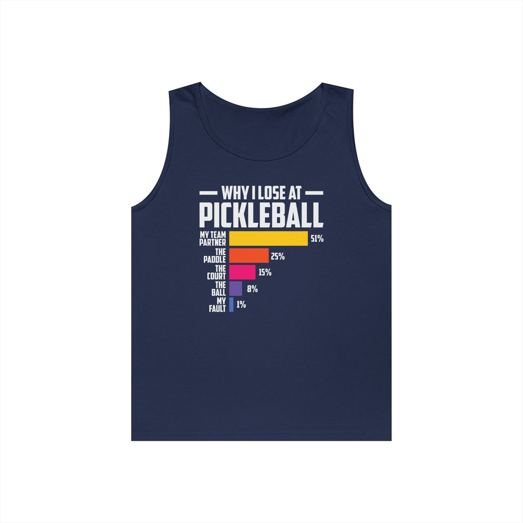 Why I Lose At Pickleball Heavy Cotton Tank Top