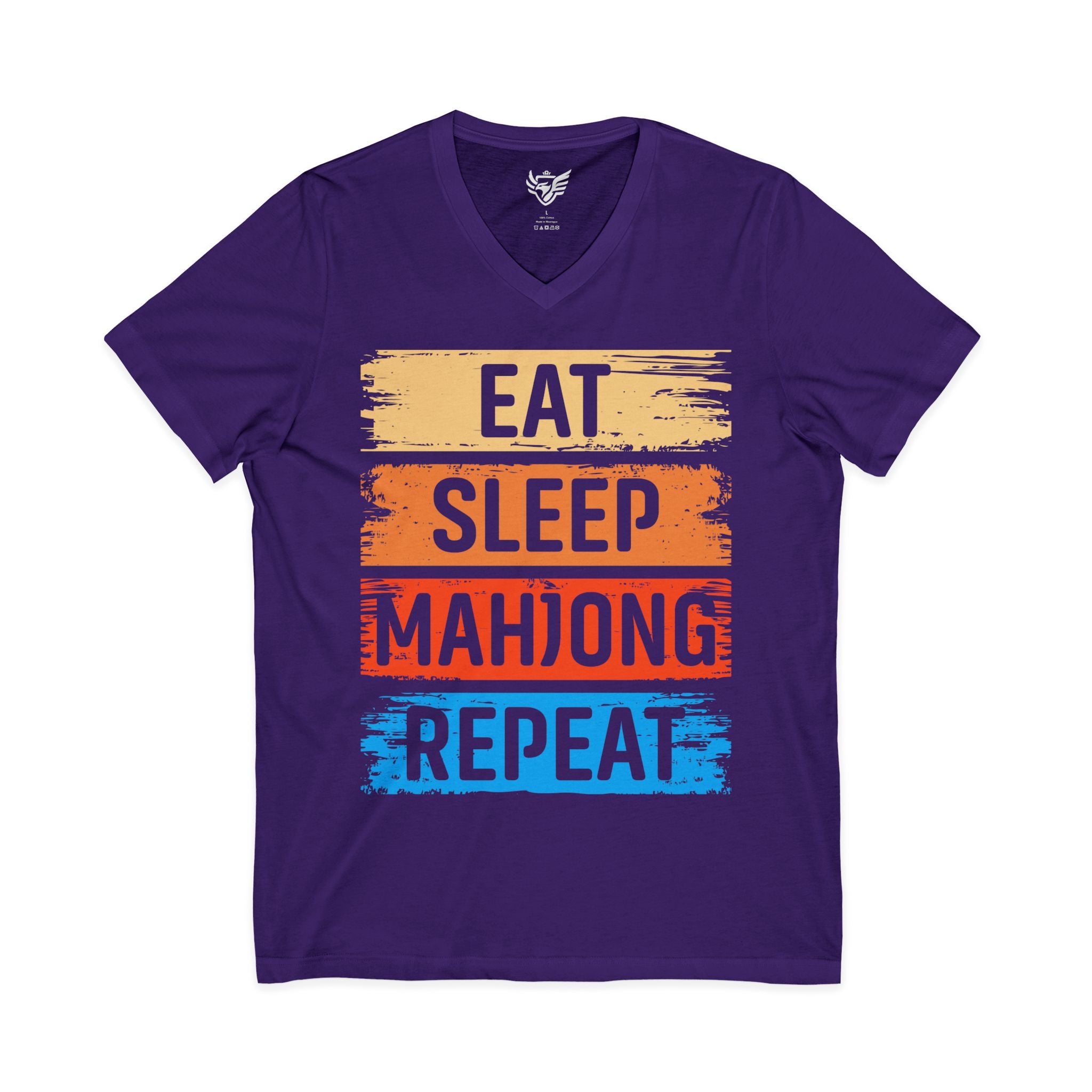 Eat Sleep Mahjong Repeat Jersey Short Sleeve V-Neck Tee