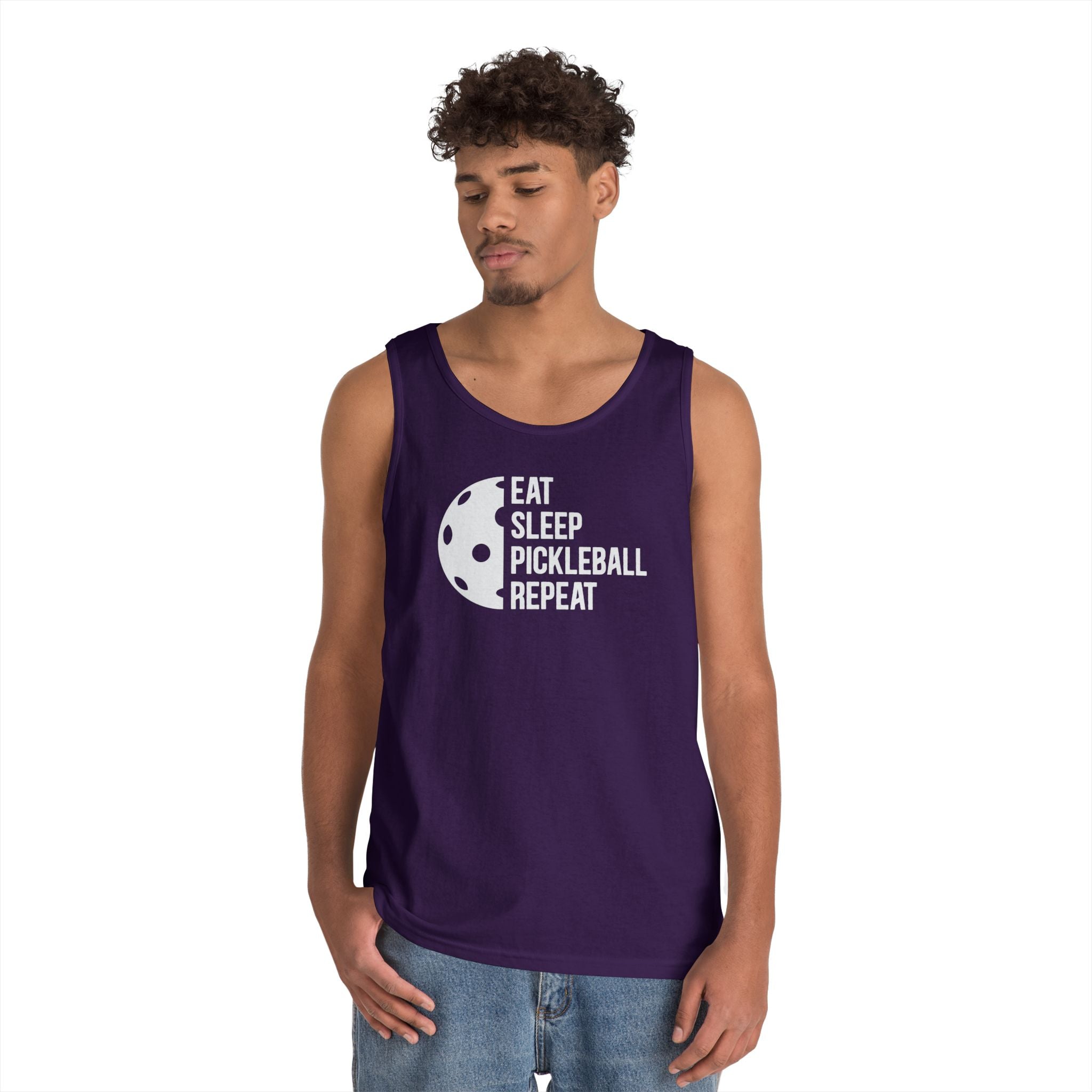 Eat Sleep Pickleball Heavy Cotton Tank Top