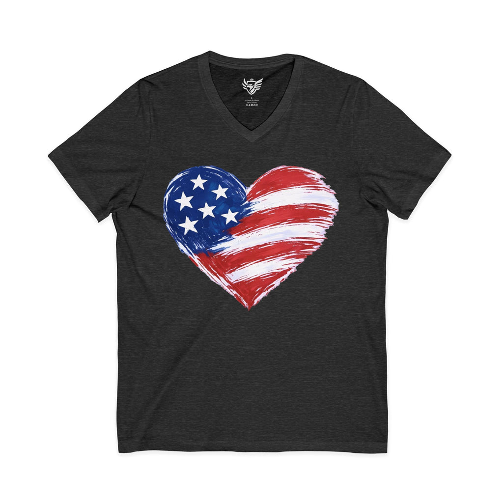 Heart Flag Jersey Short Sleeve V-Neck Tee