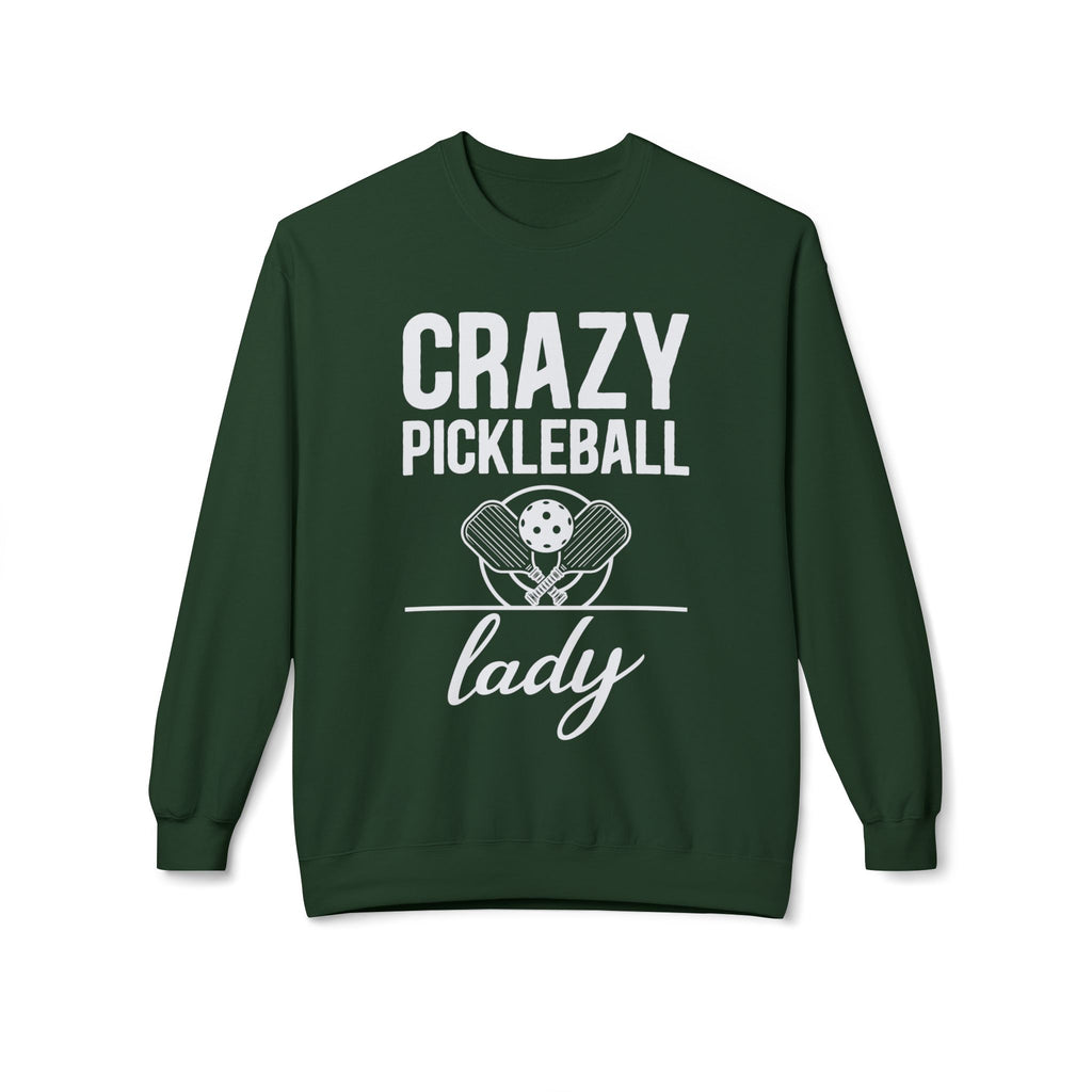 Crazy Pickleball Lady Midweight Softstyle Fleece Crewneck Sweatshirt