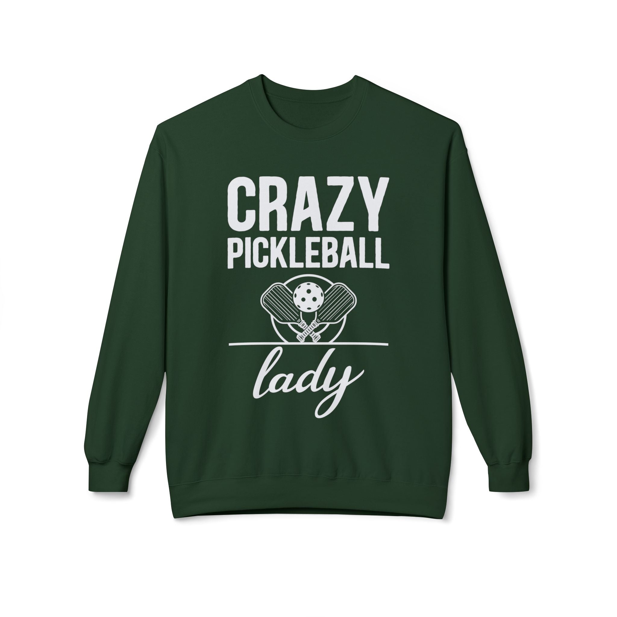Crazy Pickleball Lady Midweight Softstyle Fleece Crewneck Sweatshirt