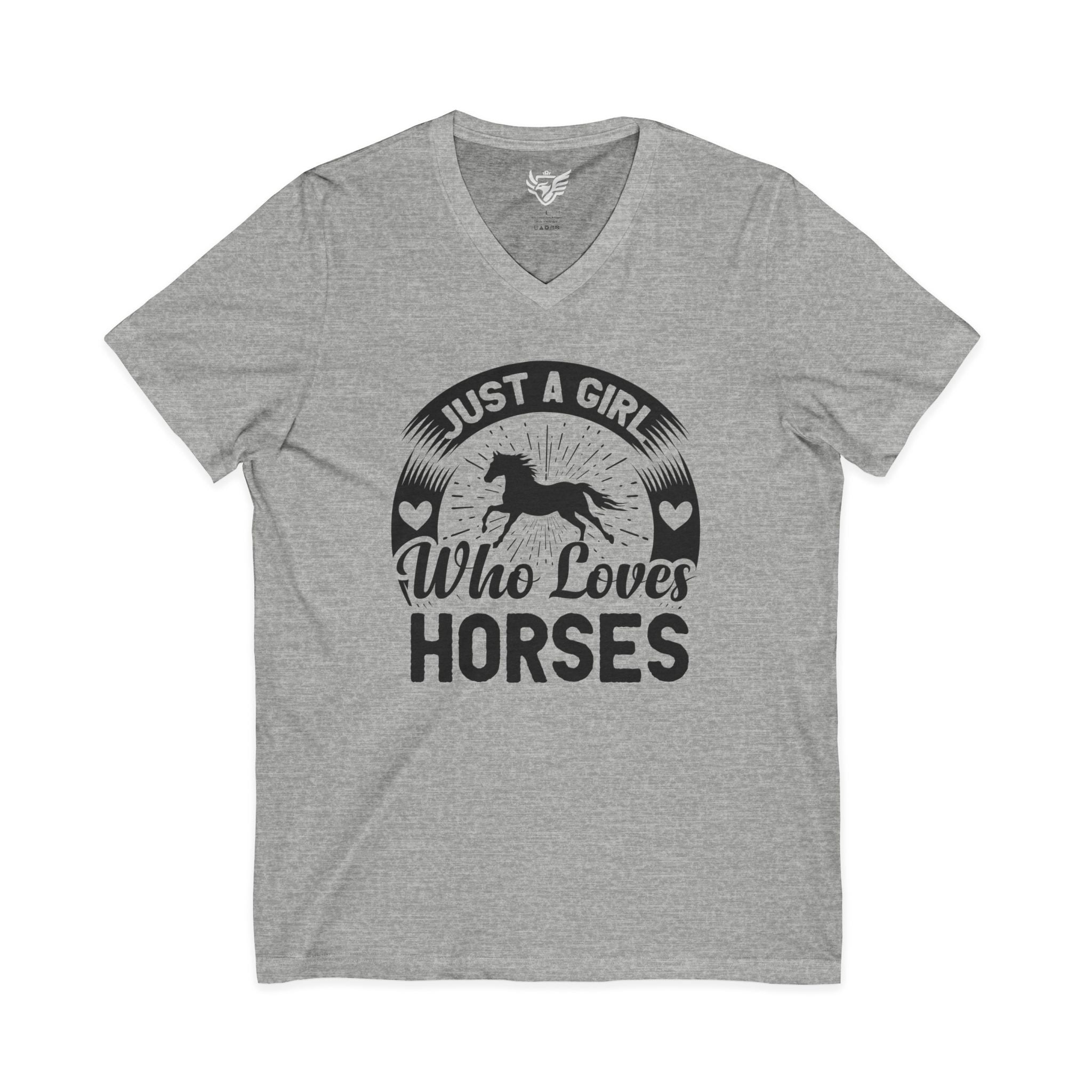 Just a Girl Who Loves Horses Jersey Short Sleeve V-Neck Tee