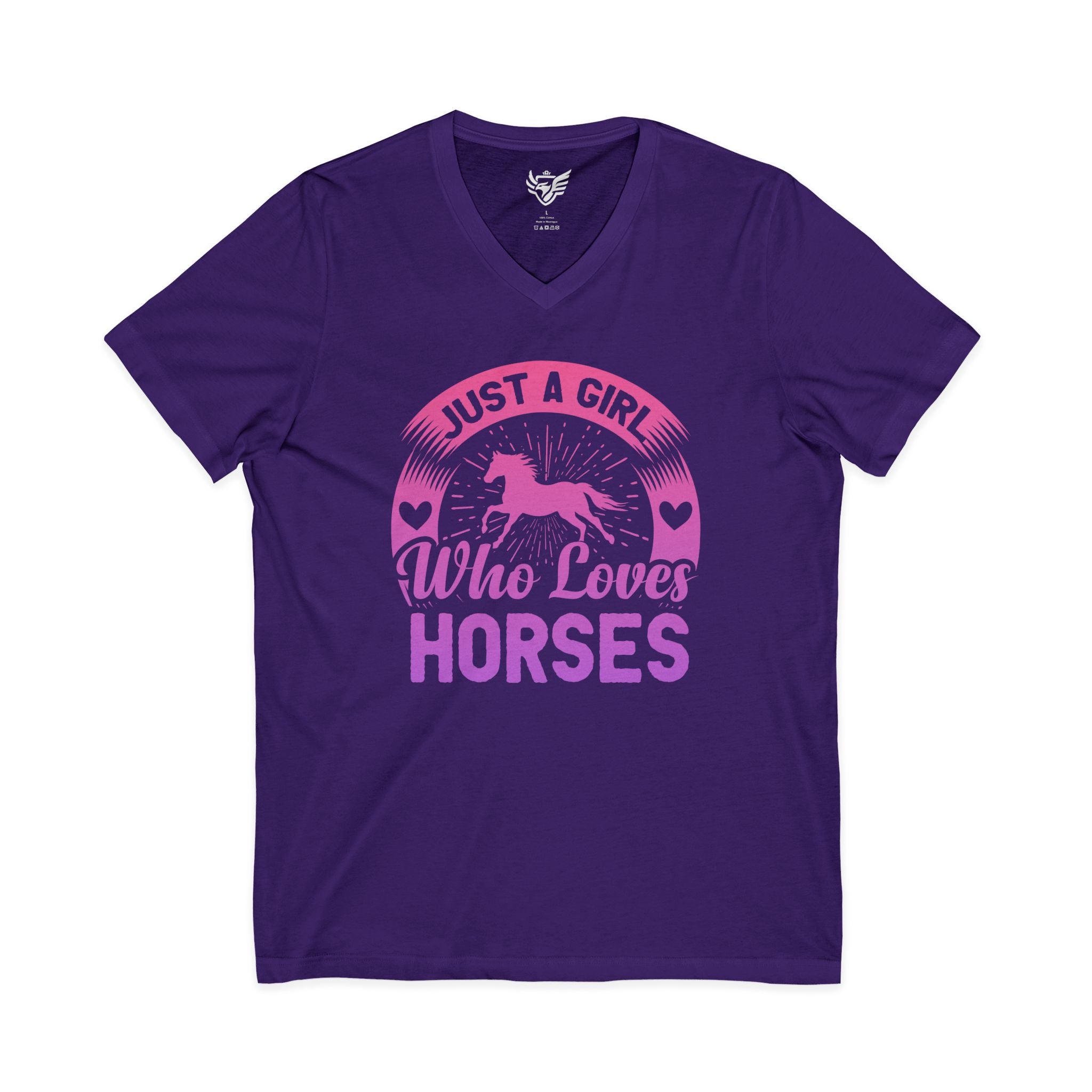 Just a Girl Who Loves Horses Jersey Short Sleeve V-Neck Tee
