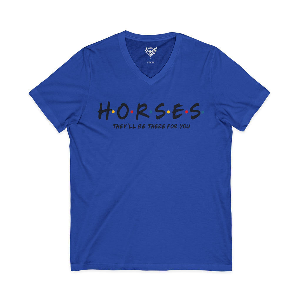 Horses, Friends Theme Jersey Short Sleeve V-Neck Tee