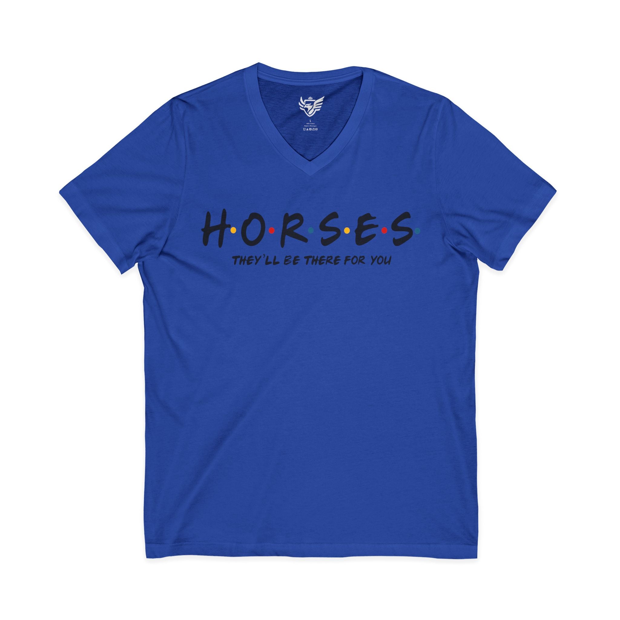 Horses, Friends Theme Jersey Short Sleeve V-Neck Tee