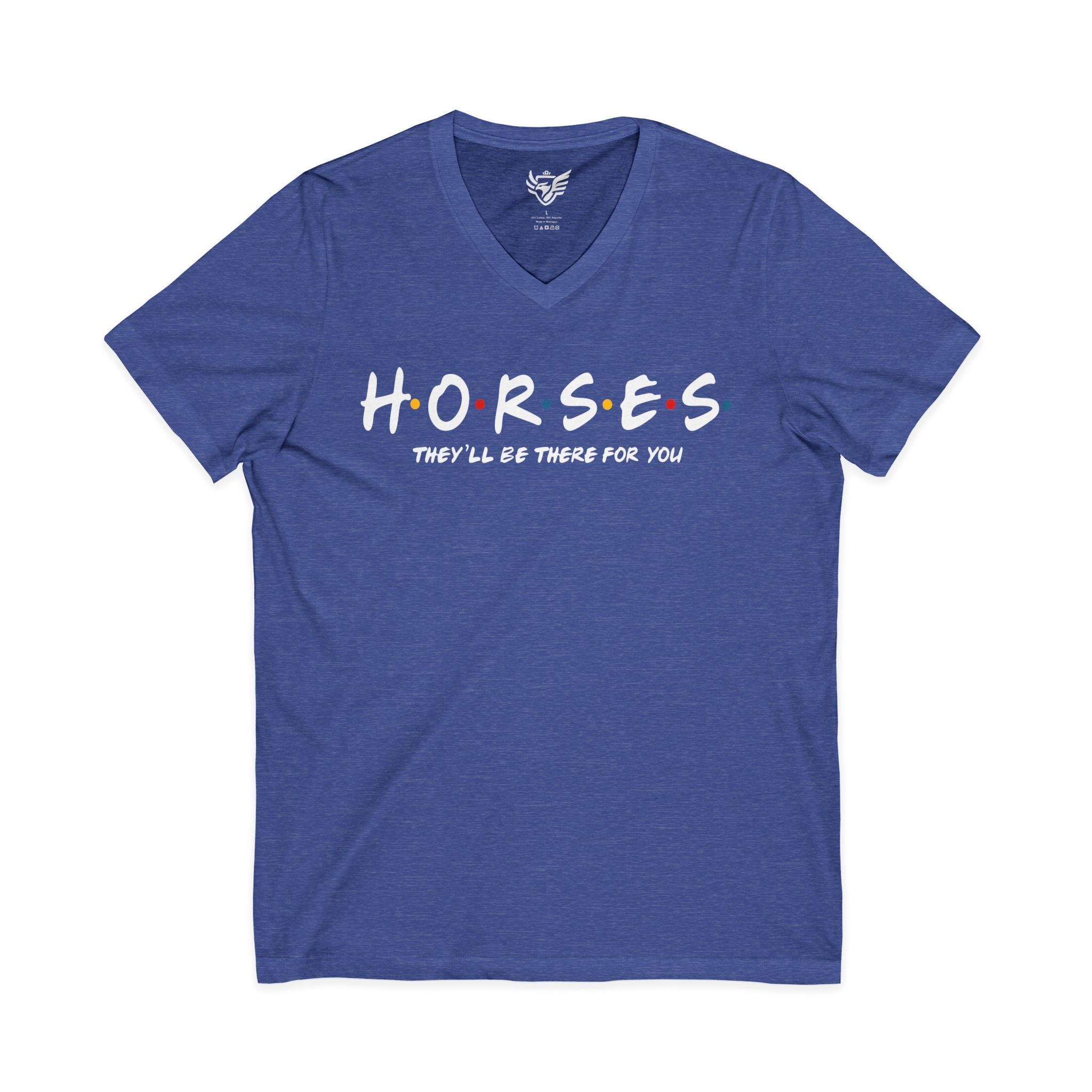 Horses, Friends Theme Jersey Short Sleeve V-Neck Tee