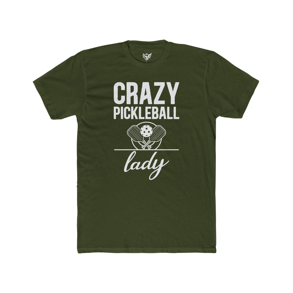 Crazy Pickleball Lady Cotton Crew Tee