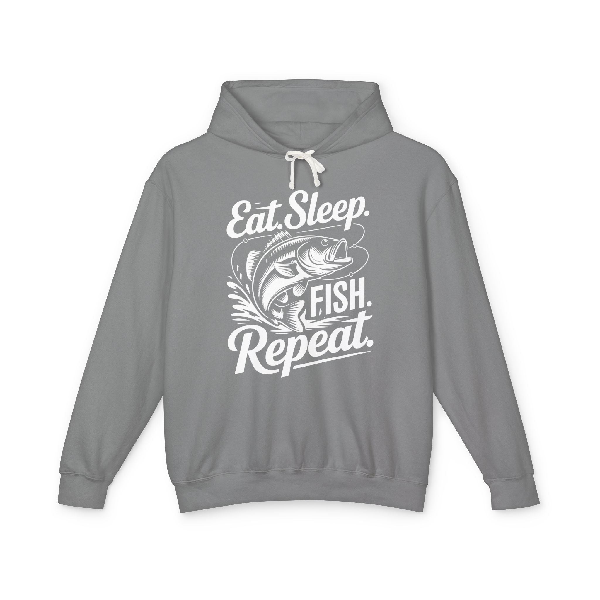 Eat Sleep Fish Repeat Lightweight Hooded Sweatshirt