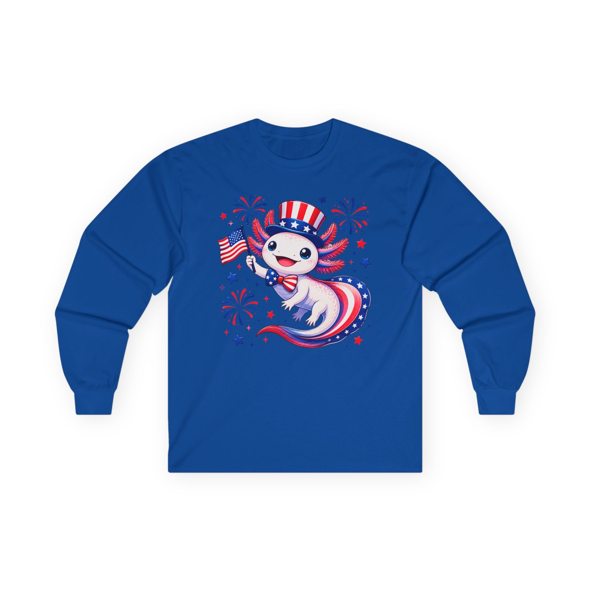 Patriotic Axolotl Cotton Long Sleeve Tee