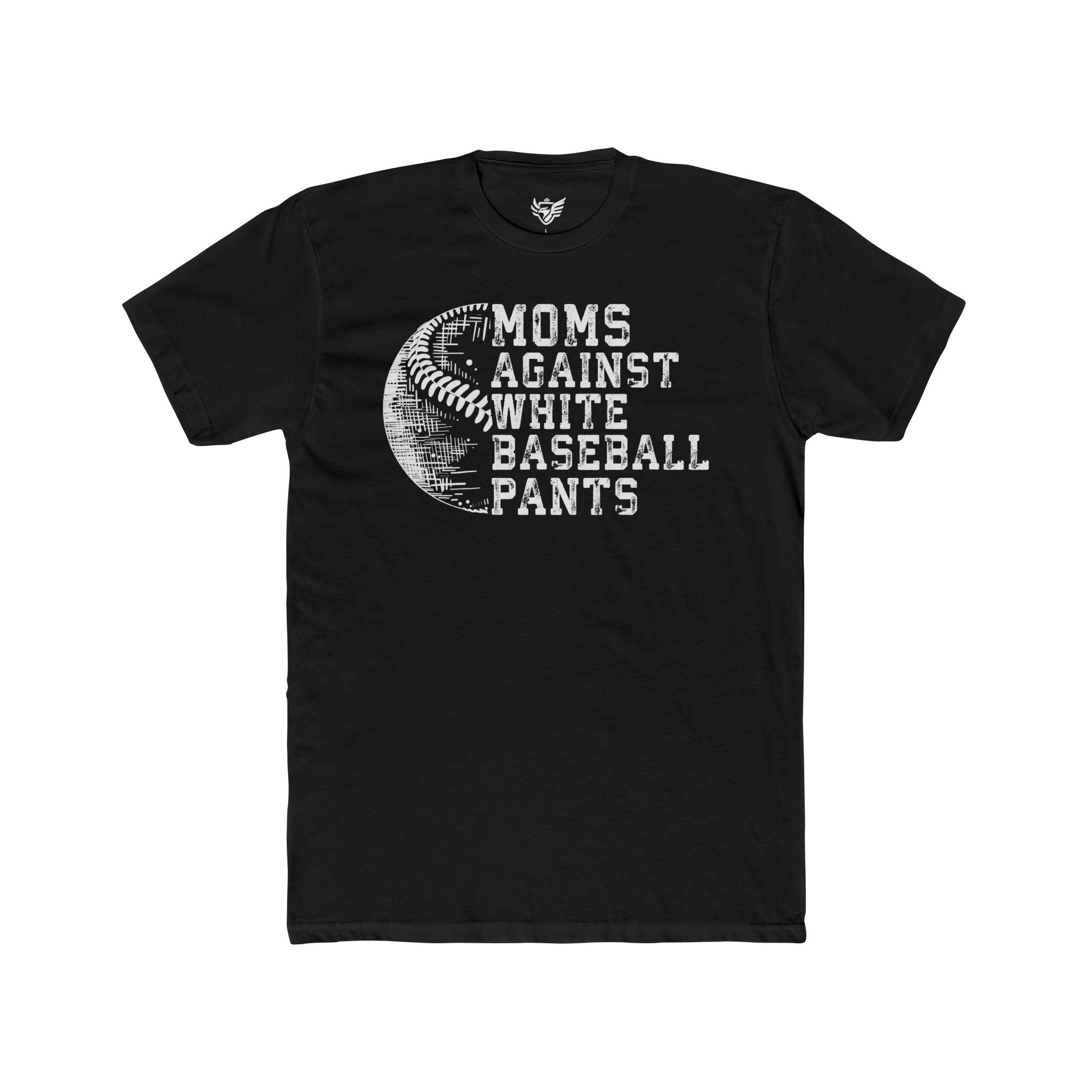 Mom's Against White Baseball Pants Cotton Crew Tee