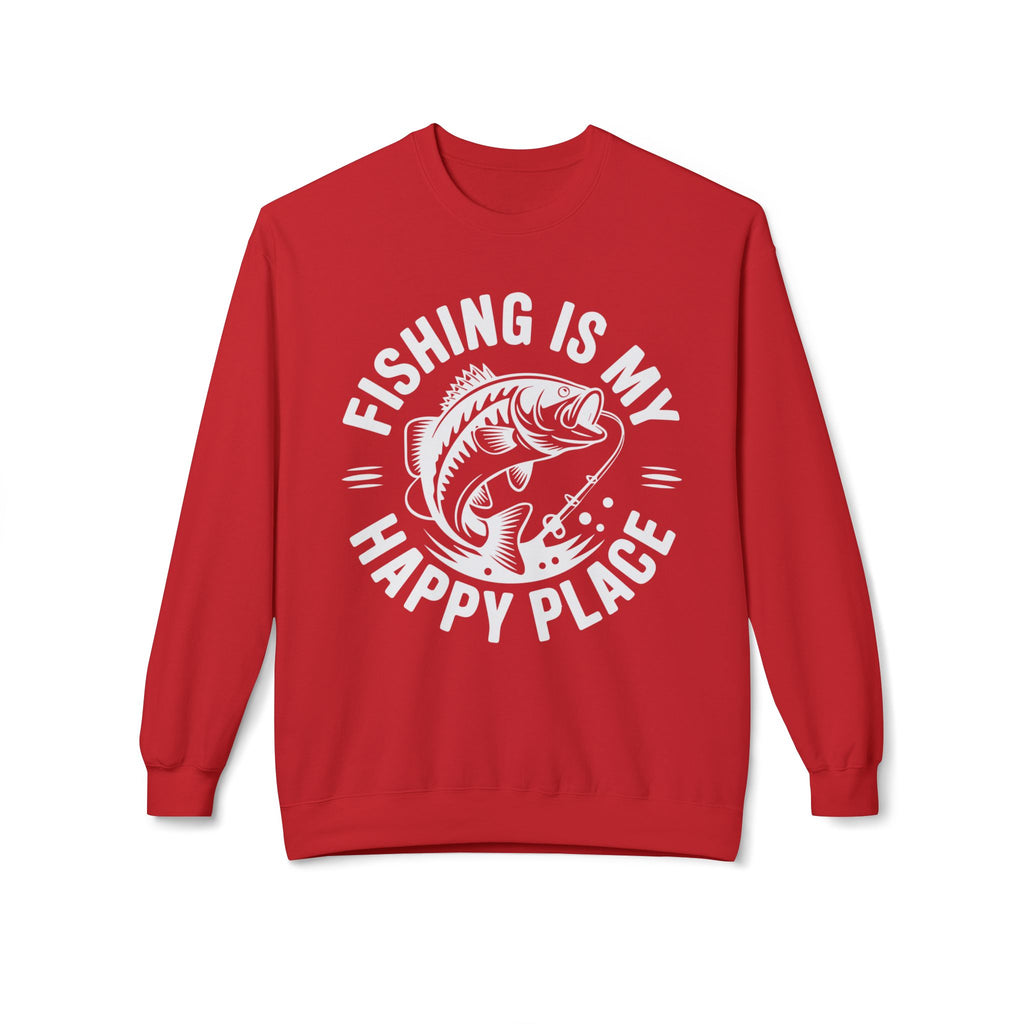 Fishing Is My Happy Place Midweight Softstyle Fleece Crewneck Sweatshirt