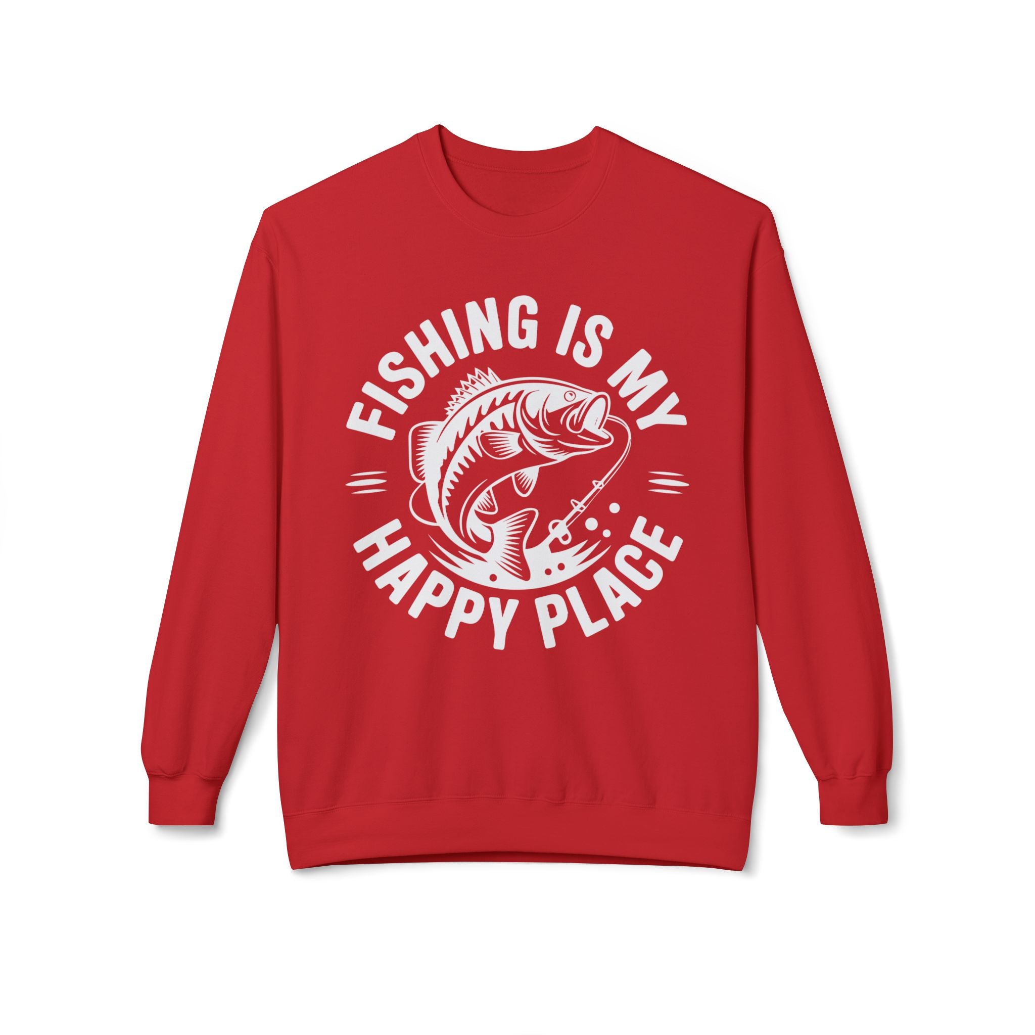Fishing Is My Happy Place Midweight Softstyle Fleece Crewneck Sweatshirt