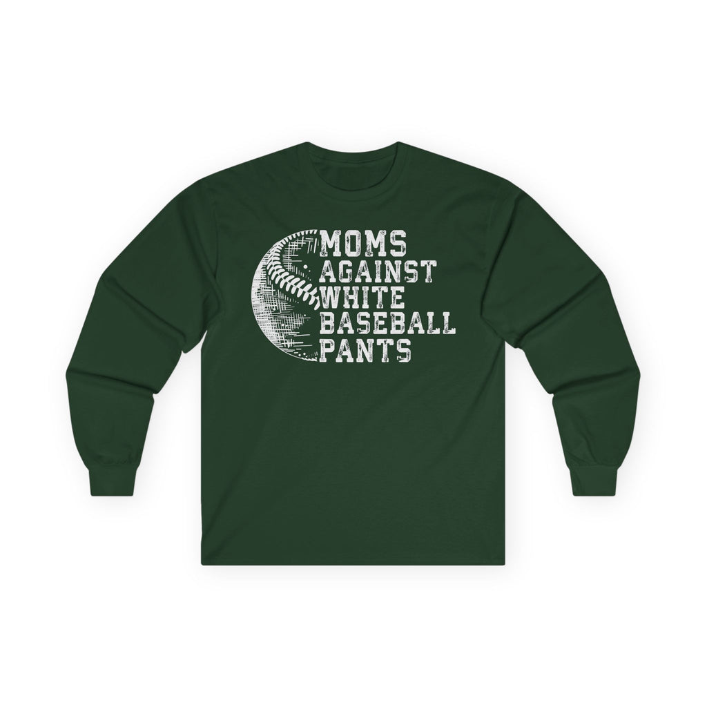 Mom's Against White Baseball Pants Cotton Long Sleeve Tee