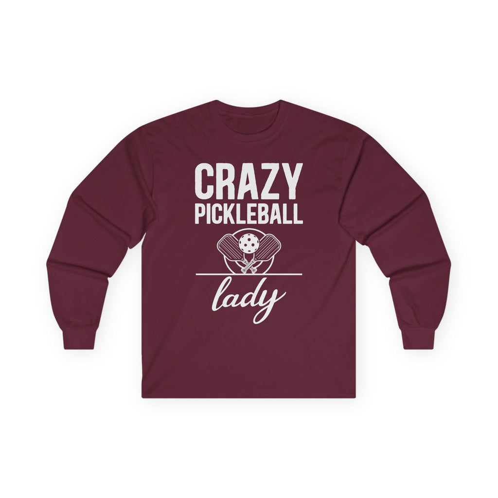 Crazy Pickleball Lady Cotton Long Sleeve Tee