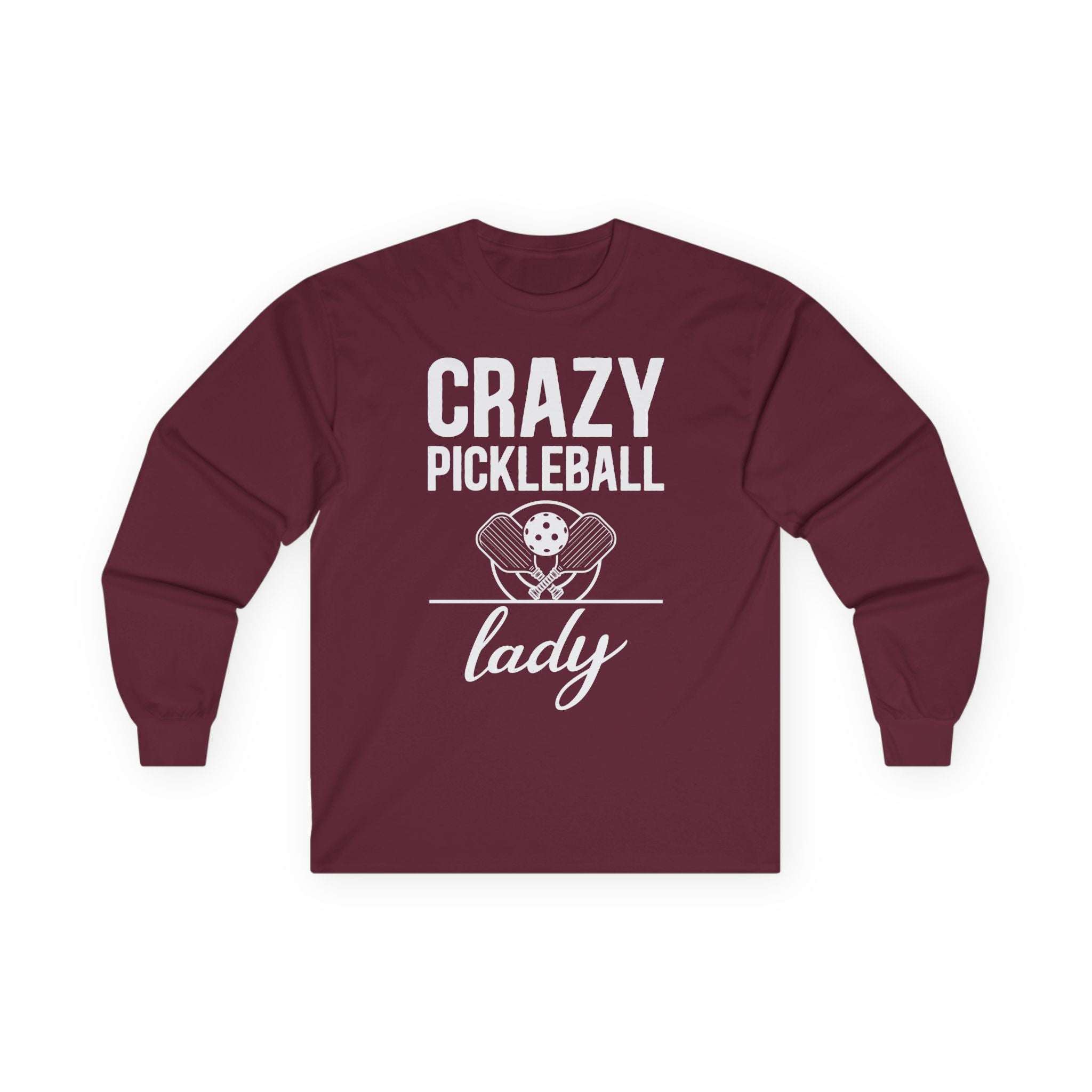 Crazy Pickleball Lady Cotton Long Sleeve Tee