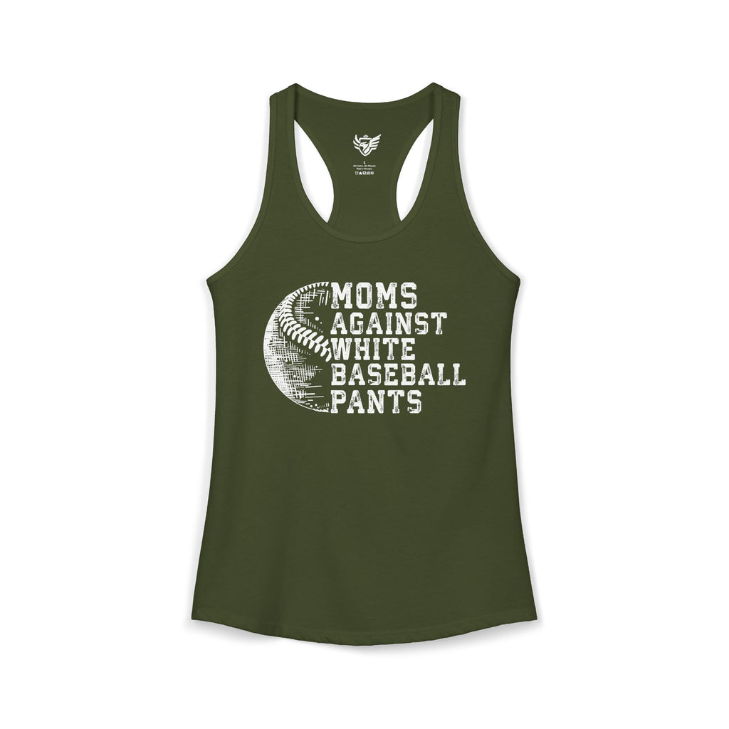 Mom's Against White Baseball Pants Ideal Racerback Tank