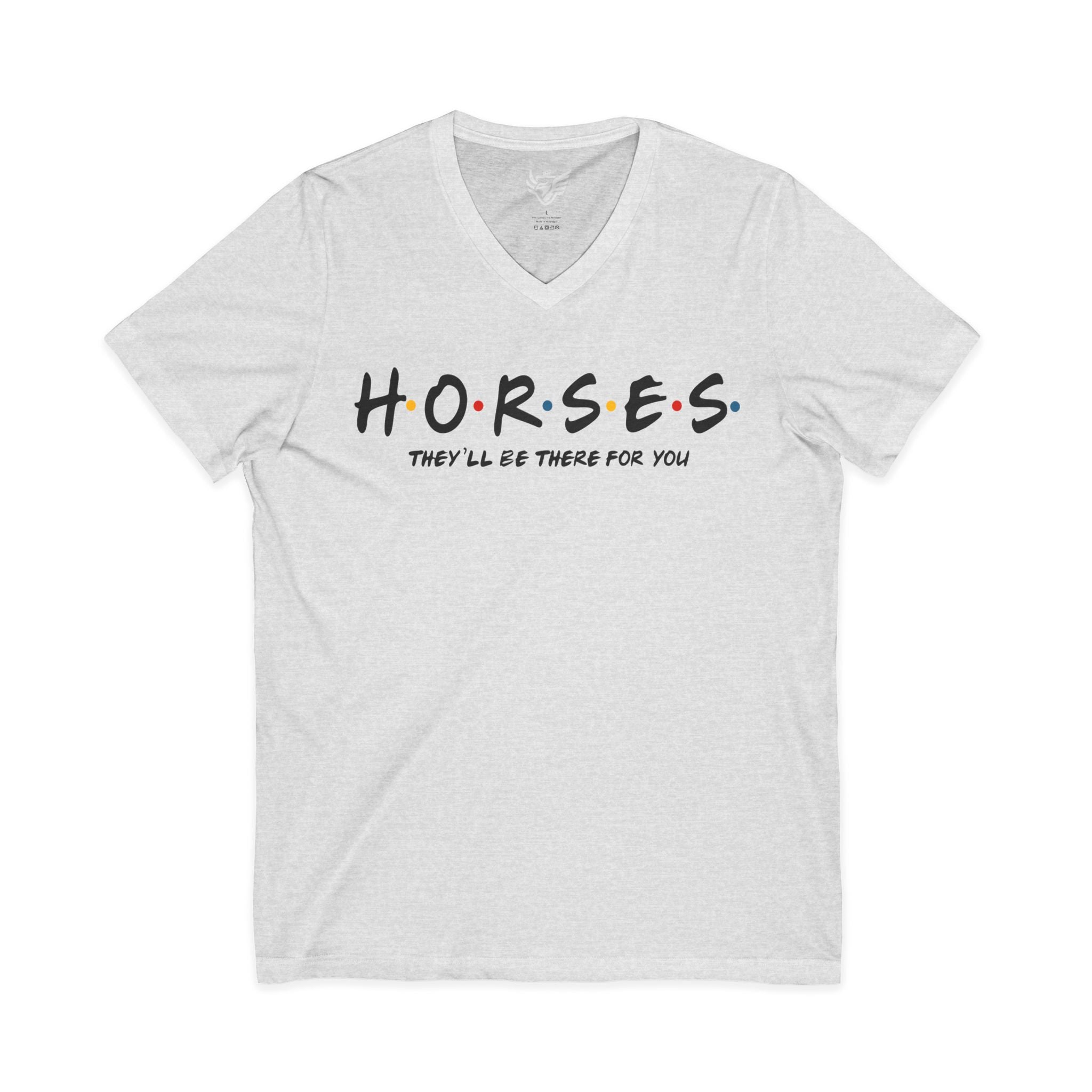 Horses, Friends Theme Jersey Short Sleeve V-Neck Tee