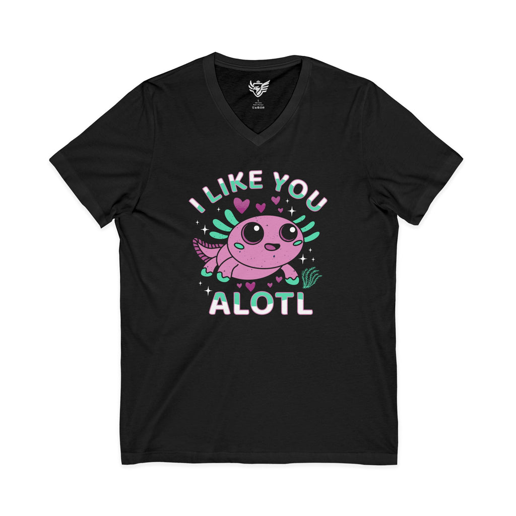 I Like You Alotl Jersey Short Sleeve V-Neck Tee