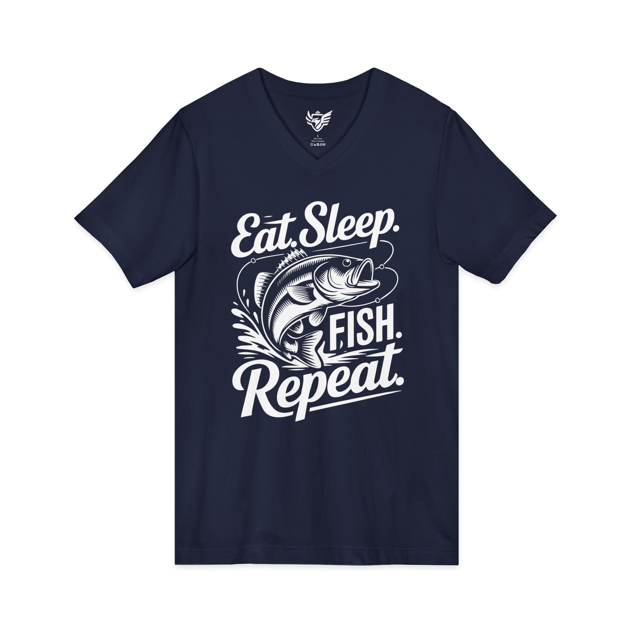 Eat Sleep Fish Repeat Jersey Short Sleeve V-Neck Tee