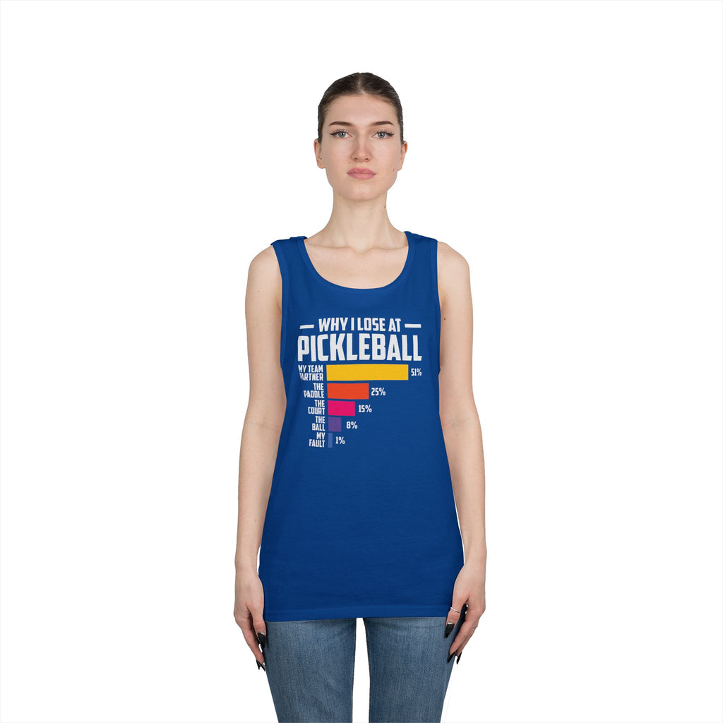 Why I Lose At Pickleball Heavy Cotton Tank Top