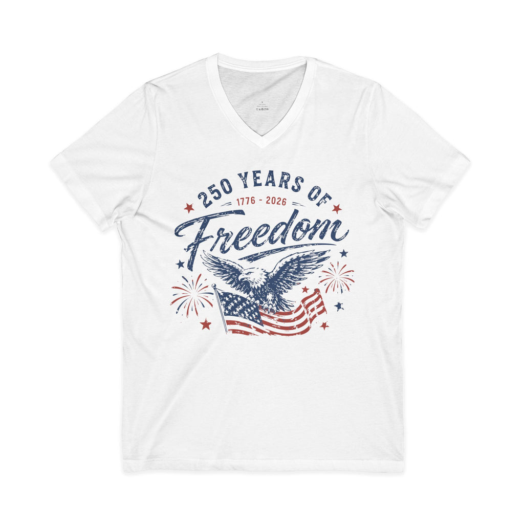 250 Years of Freedom Jersey Short Sleeve V-Neck Tee