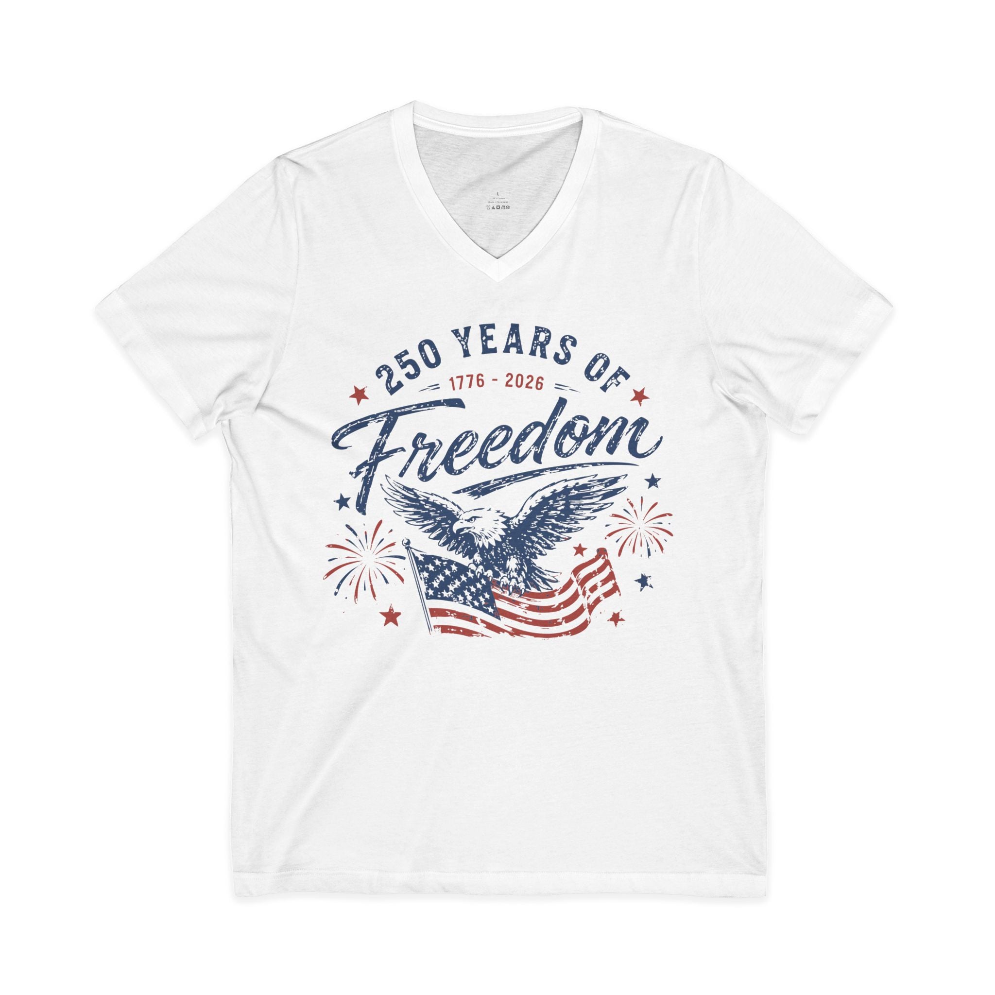 250 Years of Freedom Jersey Short Sleeve V-Neck Tee