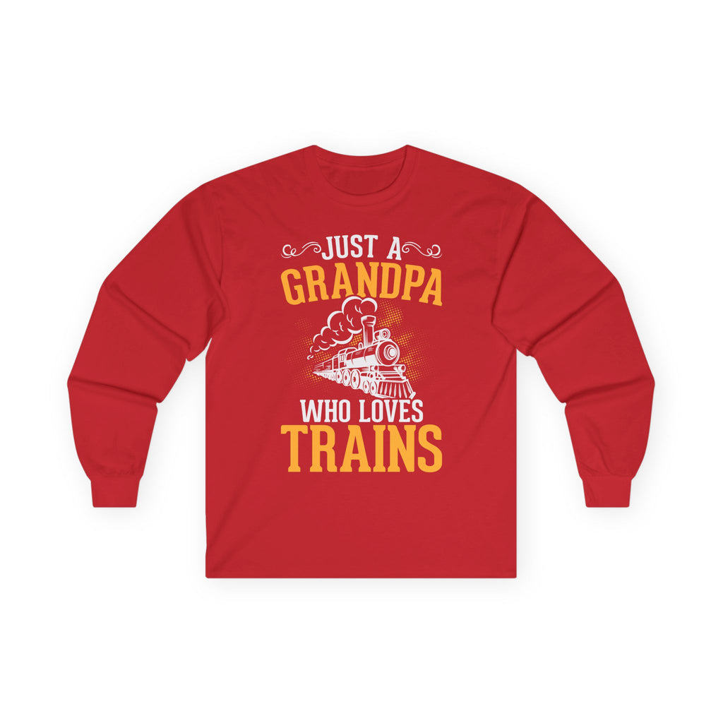 Train Lover Grandpa Cotton Long Sleeve Tee